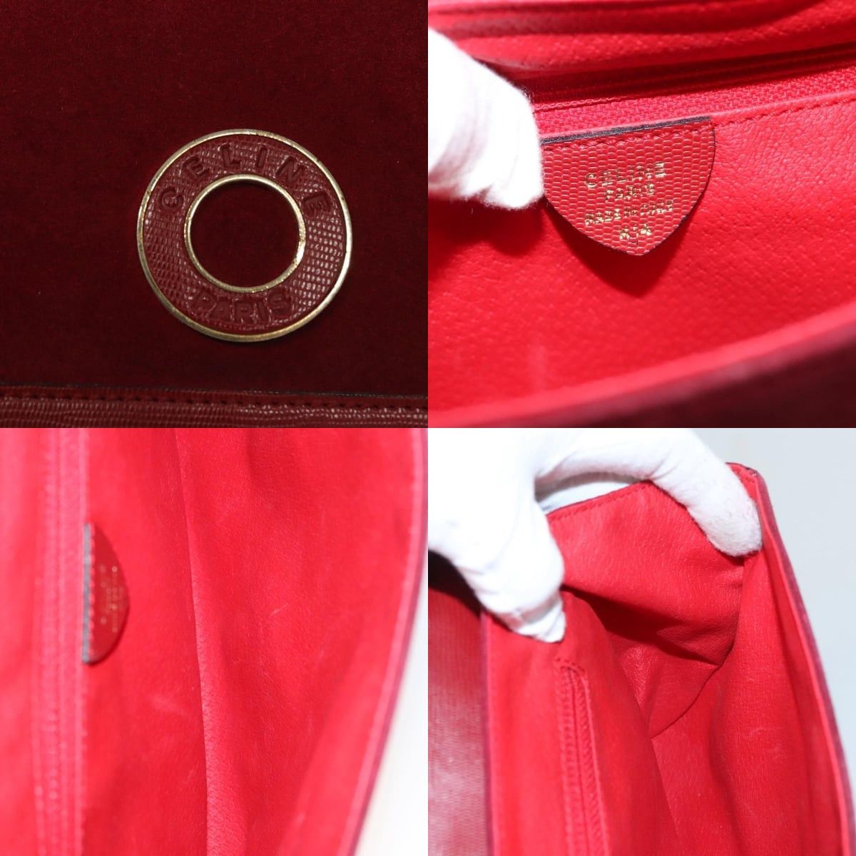 Celine CELINE Shoulder Bag Suede Leather Red Gold Size ONE SIZE - 11 Thumbnail