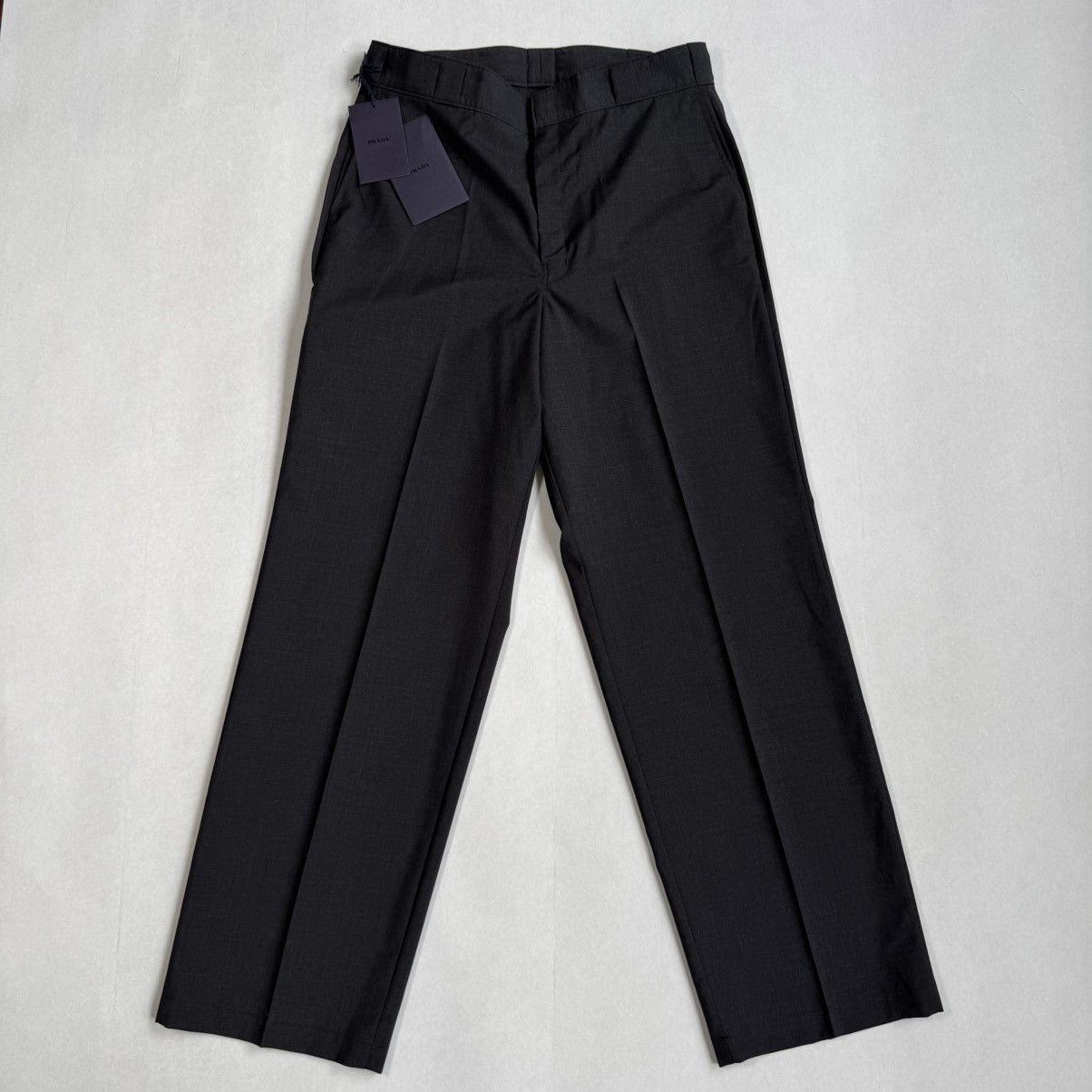 Pre-owned Prada 2022  Wide Fine Wool Logo Pants In Gray