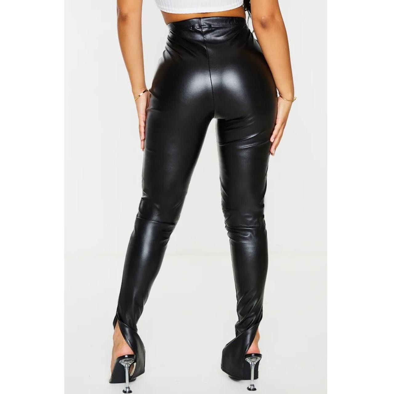 PrettyLittleThing PrettyLittleThing Faux Leather Side Split Hem High Rise Pant Size 28" / US 6 / IT 42 - 2 Thumbnail