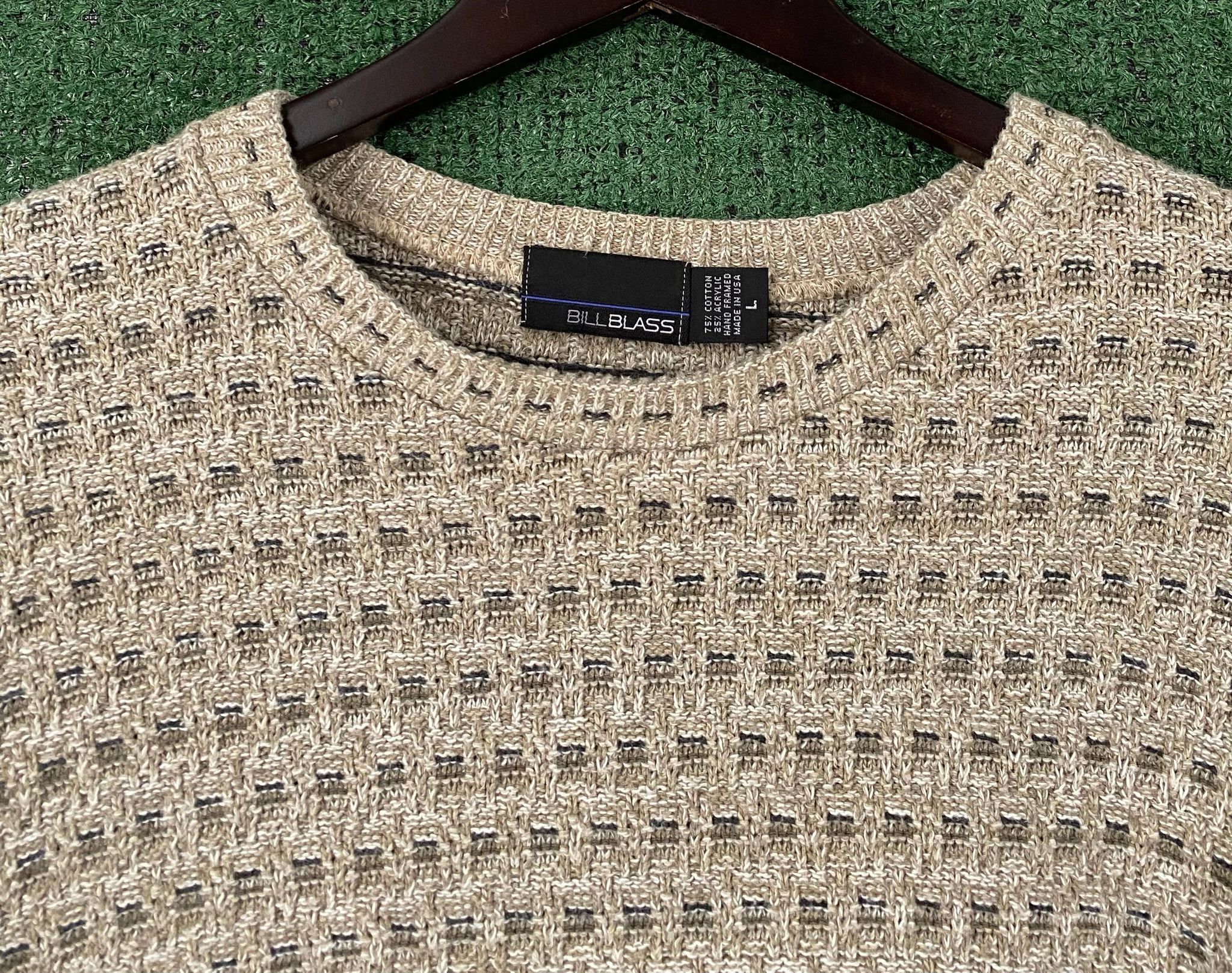 Bill Blass 90’s Bill Blass Oatmeal Patterned Cotton Blend Sweater Large Size US L / EU 52-54 / 3 - 2 Thumbnail