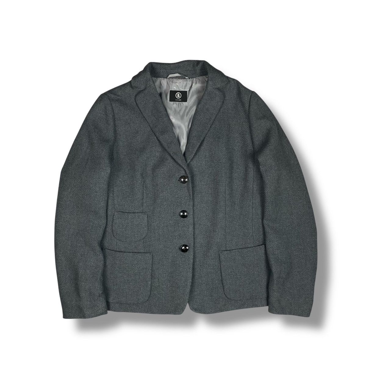 Bogner Bogner Wool Blazer Women L Gray Tailored Luxury Size XL / US 12-14 / IT 48-50 - 1 Thumbnail