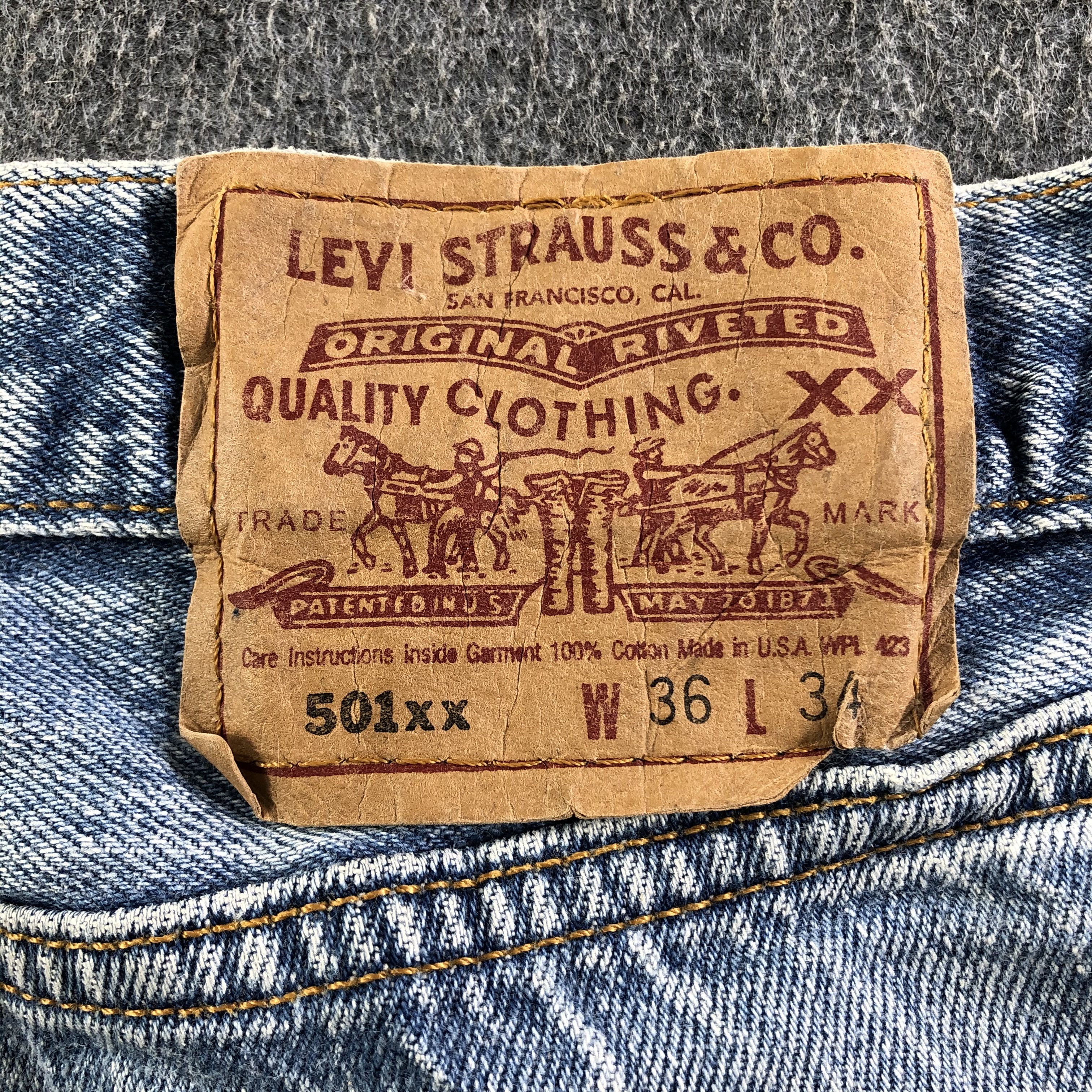 Levi's 90s Vintage Blue Wash Levis 501 Jeans-J3808 Size US 34 / EU 50 - 5 Thumbnail