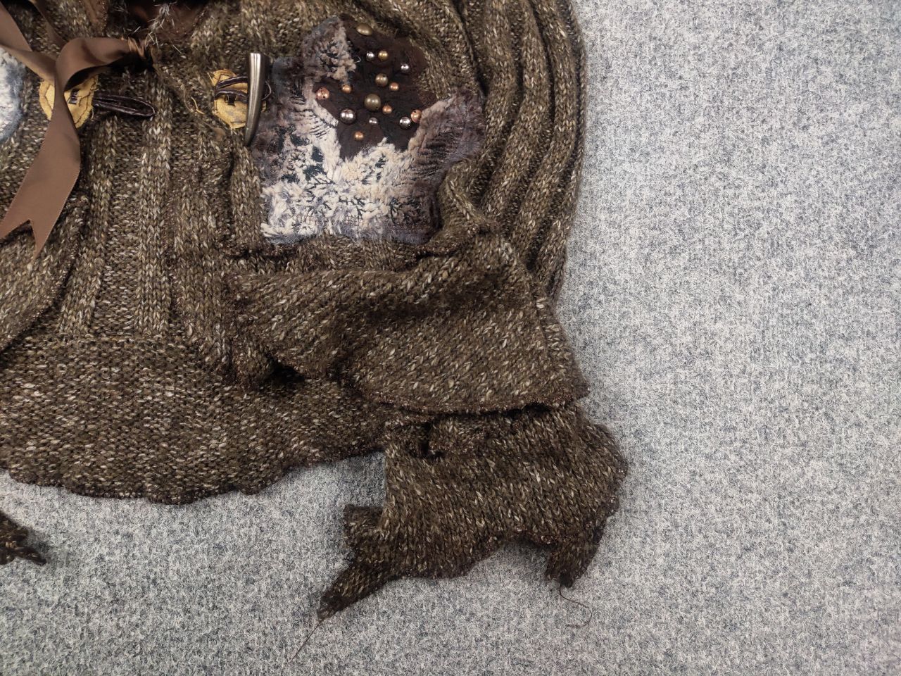 If Six Was Nine Zone Bleue vintage Y2K Brown Knit Sweater ruffle sleeves LGB Size M / US 6-8 / IT 42-44 - 7 Thumbnail