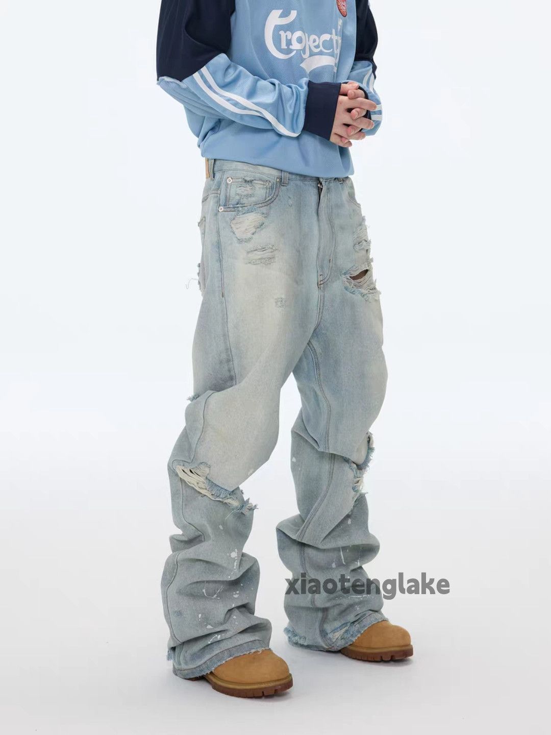 Jean Utility washed faded loose punk skate hiphop ripped jeans Size US 34 / EU 50 - 1 Thumbnail