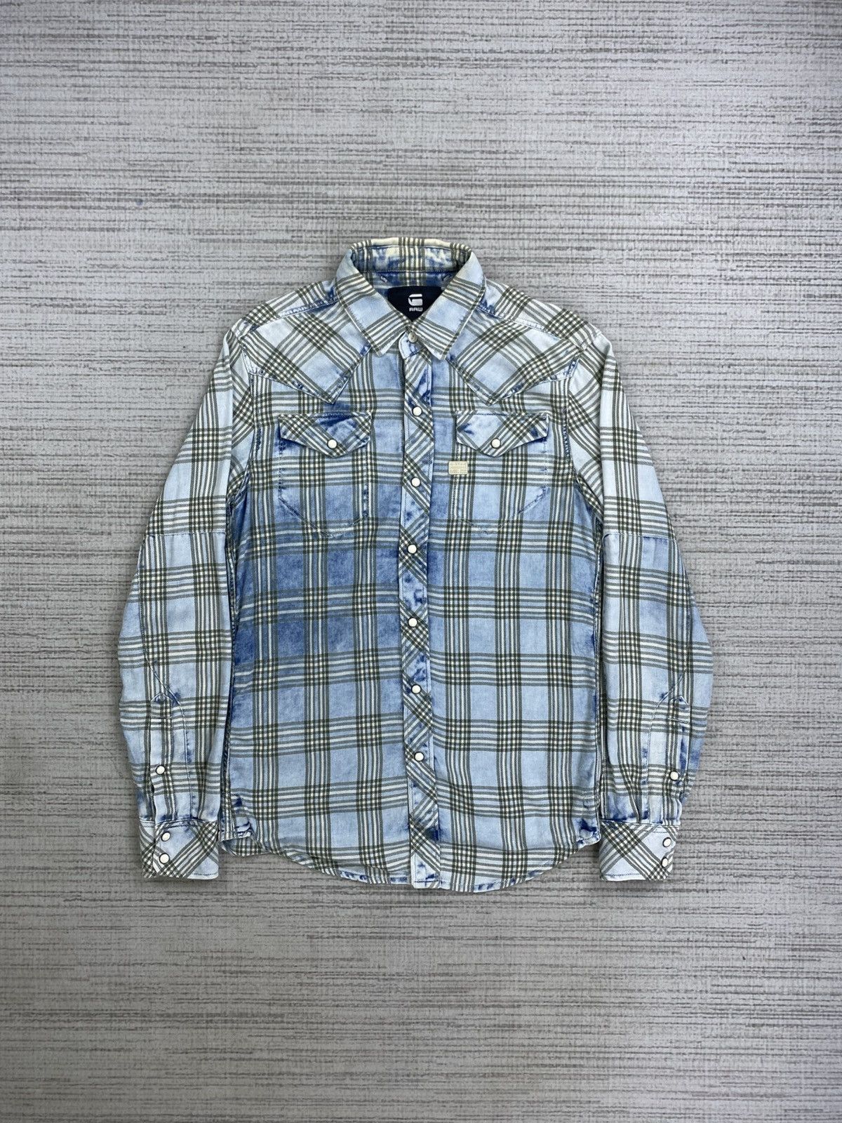 G-Star Vintage G-Star Raw Acid Wash Plaid Button Ups Shirt Size US S / EU 44-46 / 1 - 1 Thumbnail