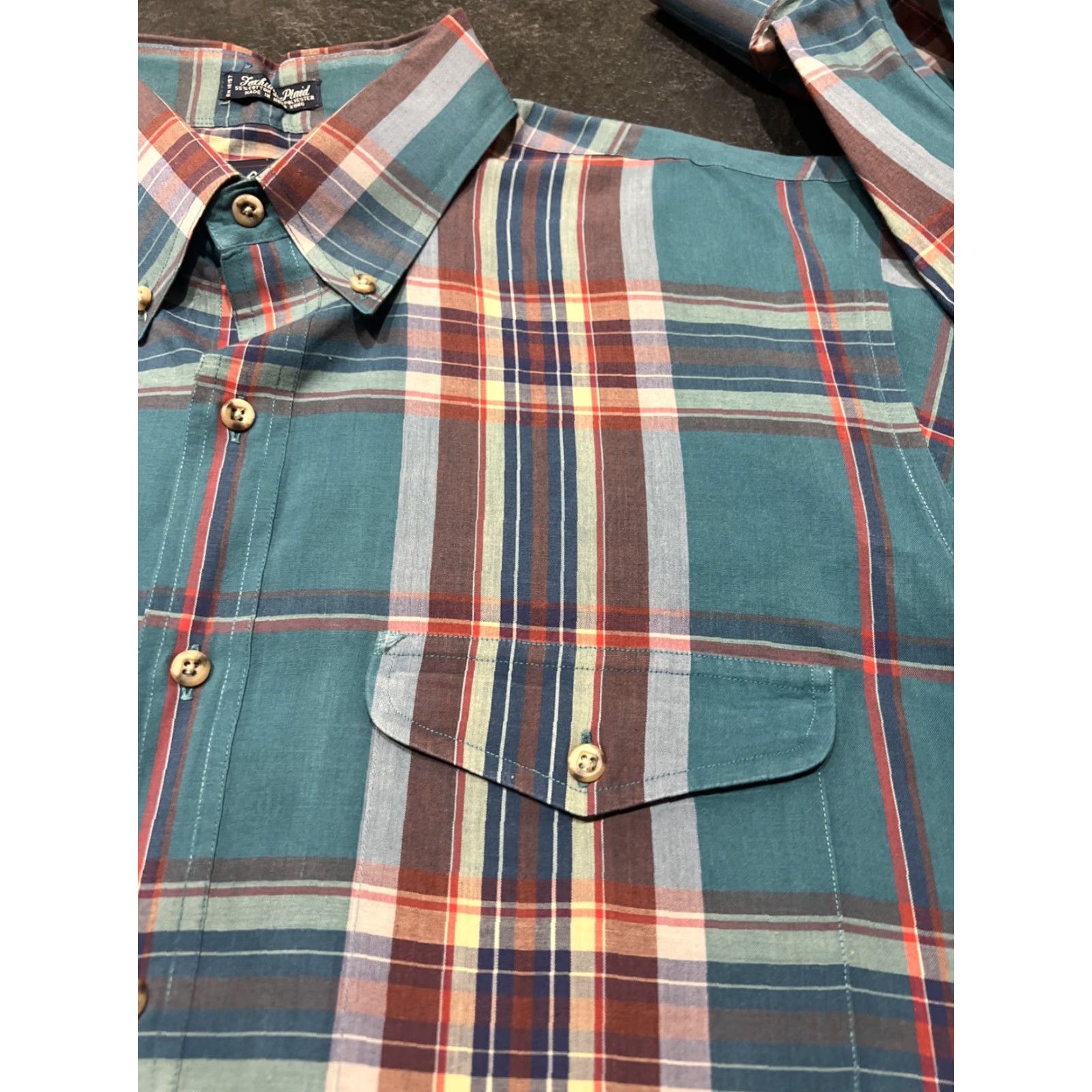 Gant GANT Shirt Mens XL Slim Button-Down Plaid HUGGER Foxhunt Multicolor 90s Classic Colorful Oxford Button-Up Long Sleeve Size US XL / EU 56 / 4 - 3 Thumbnail