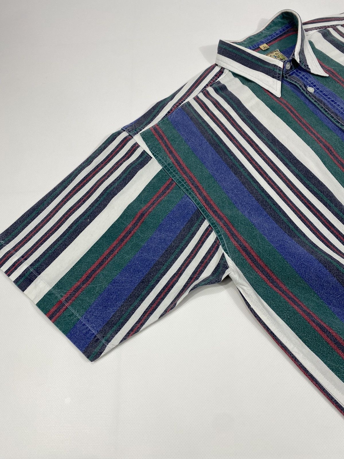 Vintage LASTDROP🔥 Vintage 80s 90s Fade Out Light Denim Striped Shirt Size US XL / EU 56 / 4 - 6 Thumbnail