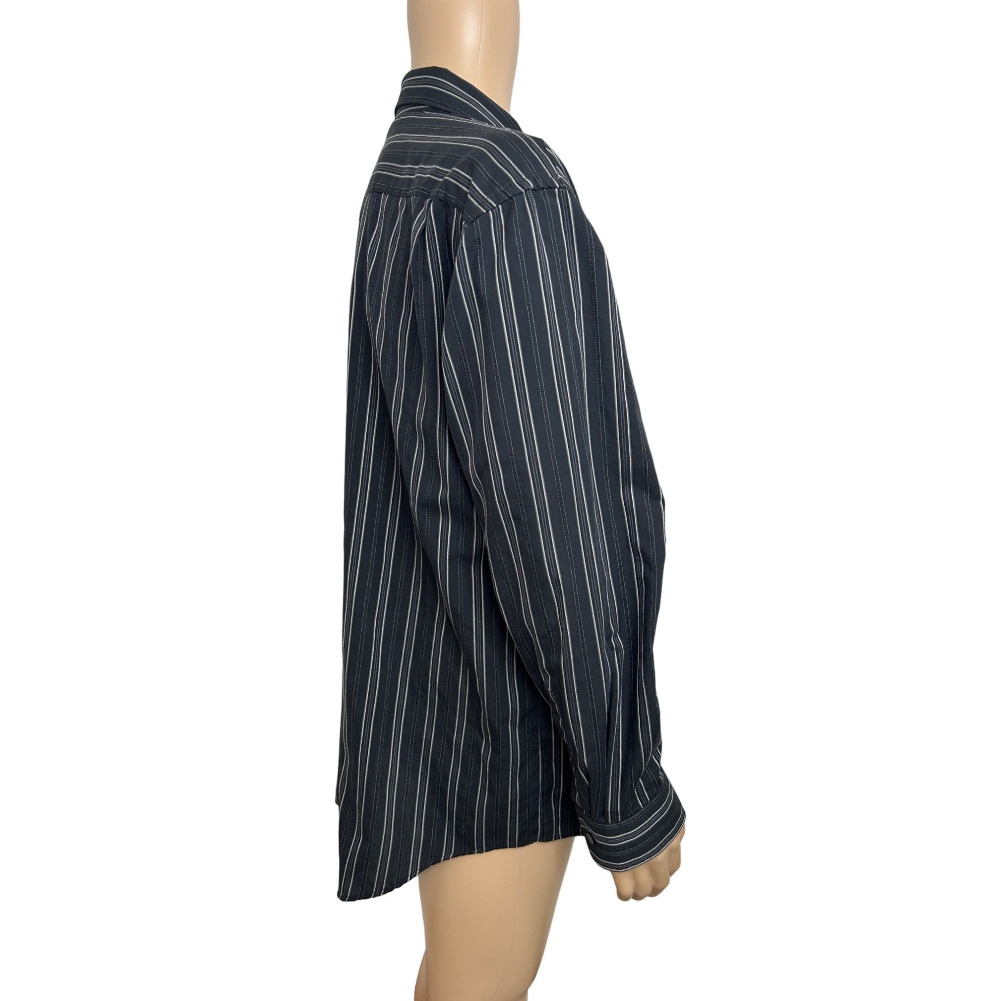 Van Heusen Van Heusen Men’s Button Up Shirt XL Black White Striped 17 - Size US XL / EU 56 / 4 - 4 Thumbnail