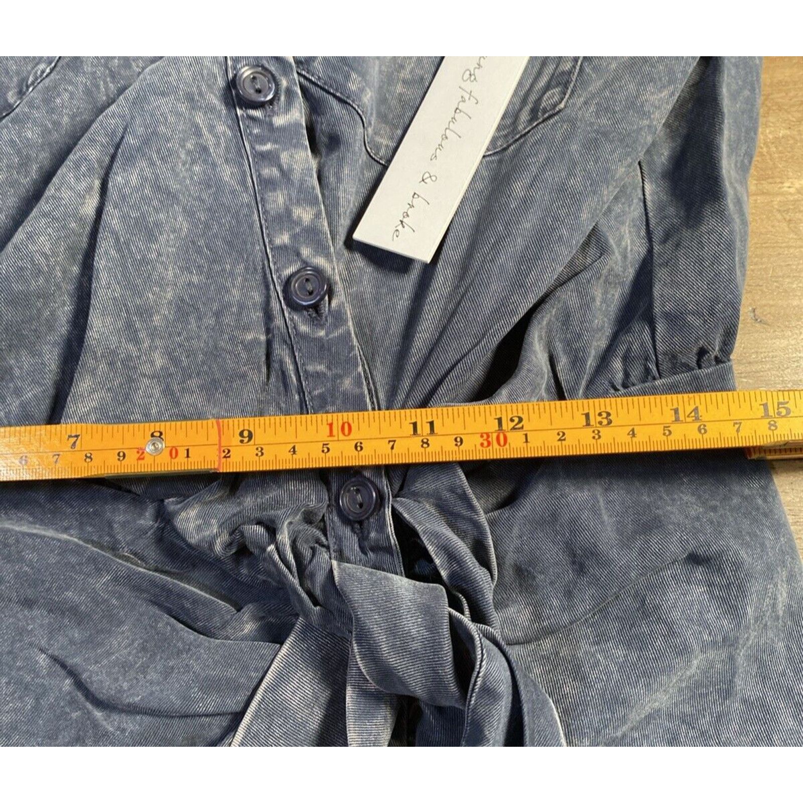 Young Fabulous & Broke Young Fabulous & Broke Shirt Dress Large Tencel Ruched Blue Size L / US 10 / IT 46 - 8 Thumbnail
