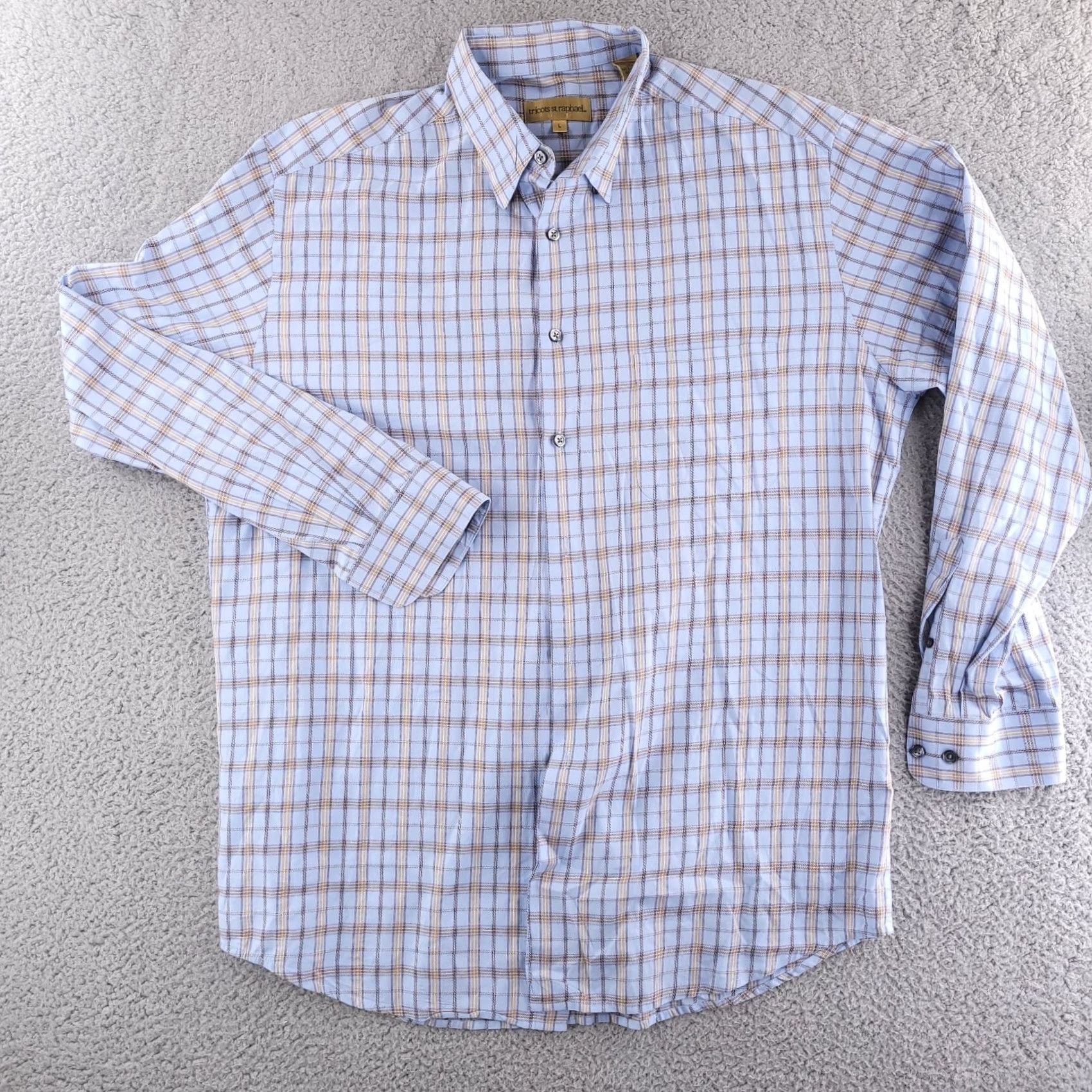 Vintage Tricots St Raphael Shirt Mens Large Check Blue Button Up Long Sleeve Tuck In Size US L / EU 52-54 / 3 - 2 Thumbnail