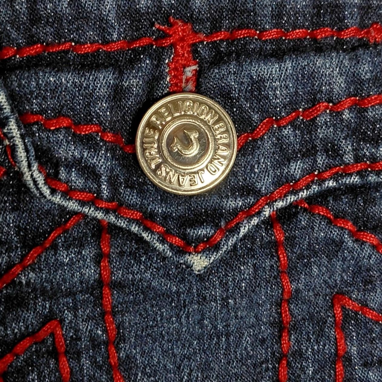 True Religion VINTAGE? No — True Religion Jeans Blue Solid Denim Women 12 Straight Stretch Cotton Blend Button Fly Shirt? Size 34" / US 12 / IT 48 - 4 Thumbnail
