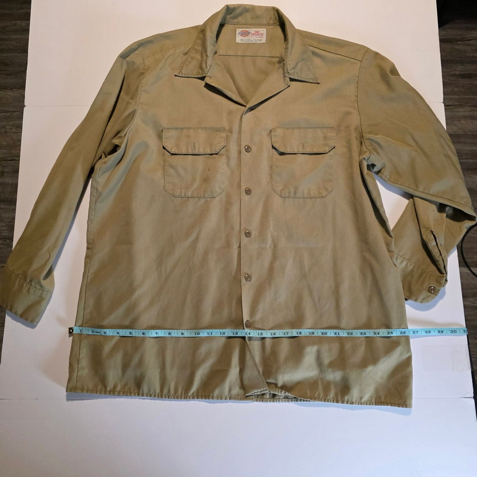 Dickies Dickies Work Shirt Men's 17-17.5 x 34/35 Tan Long Button Up Size US XL / EU 56 / 4 - 2 Thumbnail