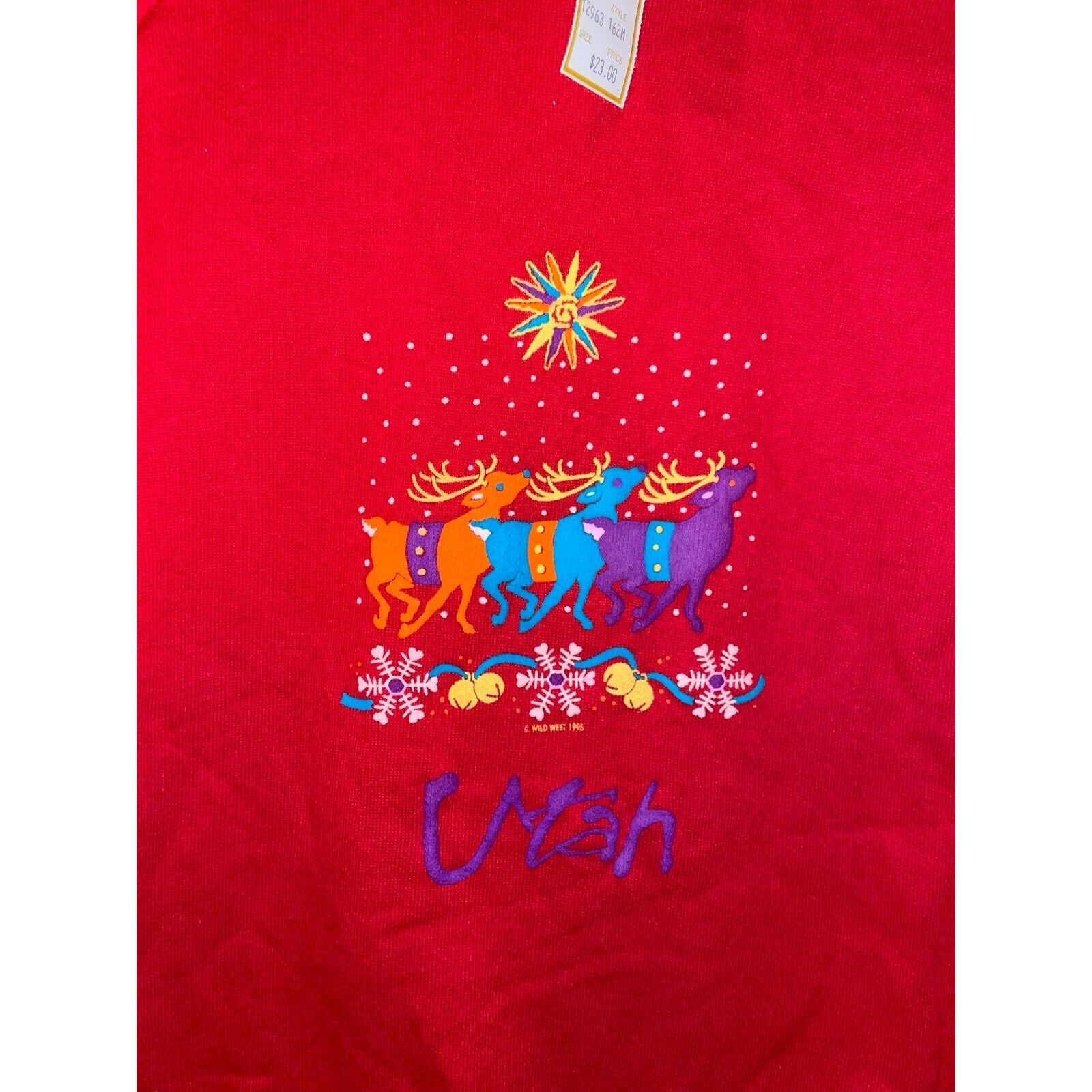 Jerzees Vintage Utah Sweatshirt Crewneck Reindeer Red NWT VTG M 90s Size US M / EU 48-50 / 2 - 2 Thumbnail
