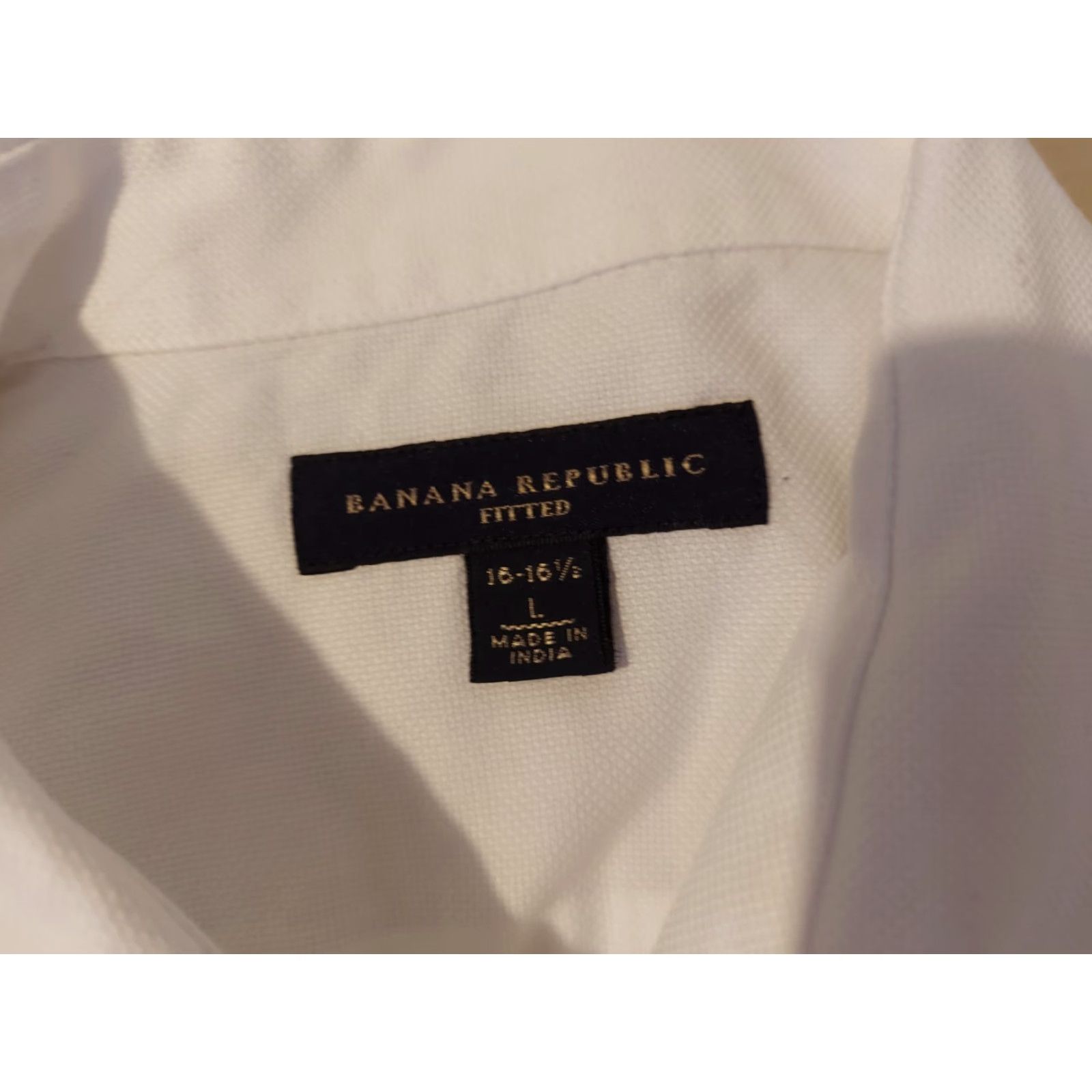 Banana Republic Banana Republic Dress Shirt Mens L White Cotton Button 16 16 1/2 Size 42R - 7 Thumbnail