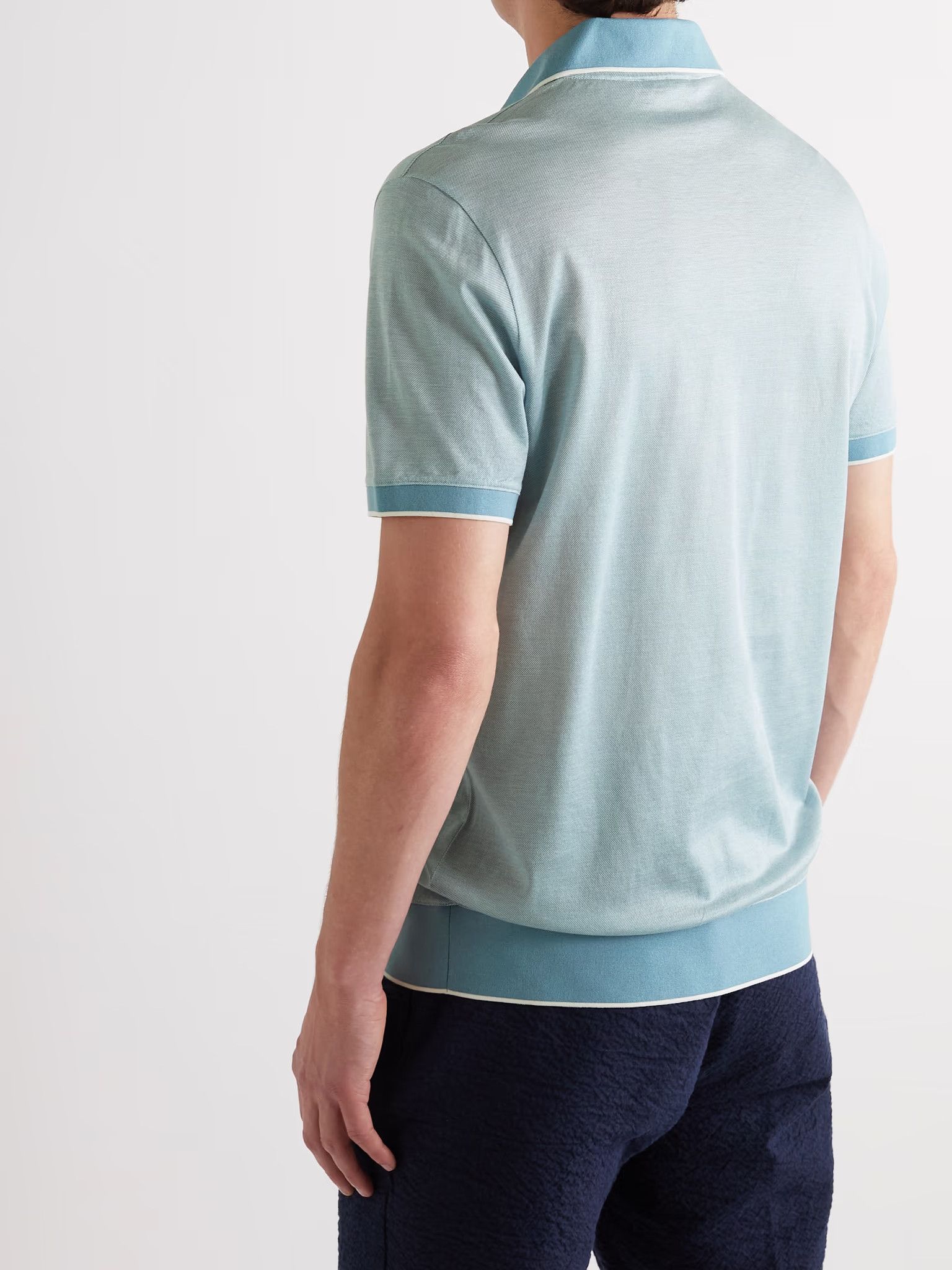 Loro Piana o1srvl11e0924 Oxford Polo Shirt in Light Blue Size US M / EU 48-50 / 2 - 4 Thumbnail