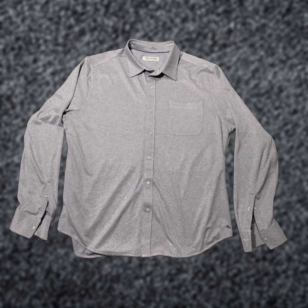 Tommy Bahama Tommy Bahama Shirt Mens XL Purple Herringbone Long Sleeve Stretch Button Up Size US XL / EU 56 / 4 - 1 Thumbnail