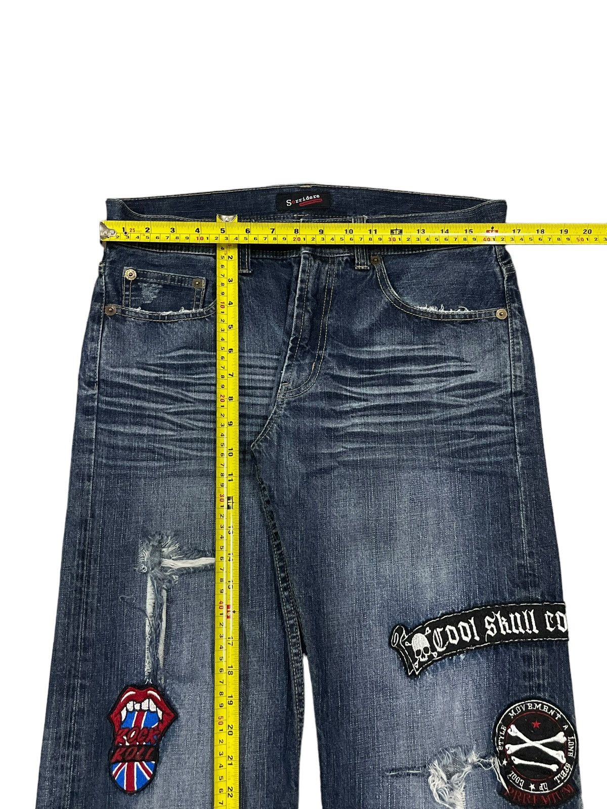 Seditionaries Vintage Y2K Punk Style Patches Denim Loose Distressed Jeans Size US 33 - 13 Thumbnail