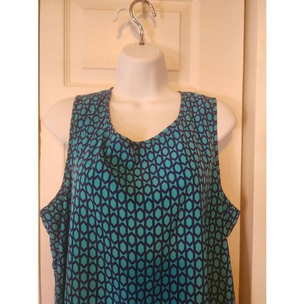 Chicos Chico's Teal and Navy Blouse Size XL / US 12-14 / IT 48-50 - 3 Thumbnail