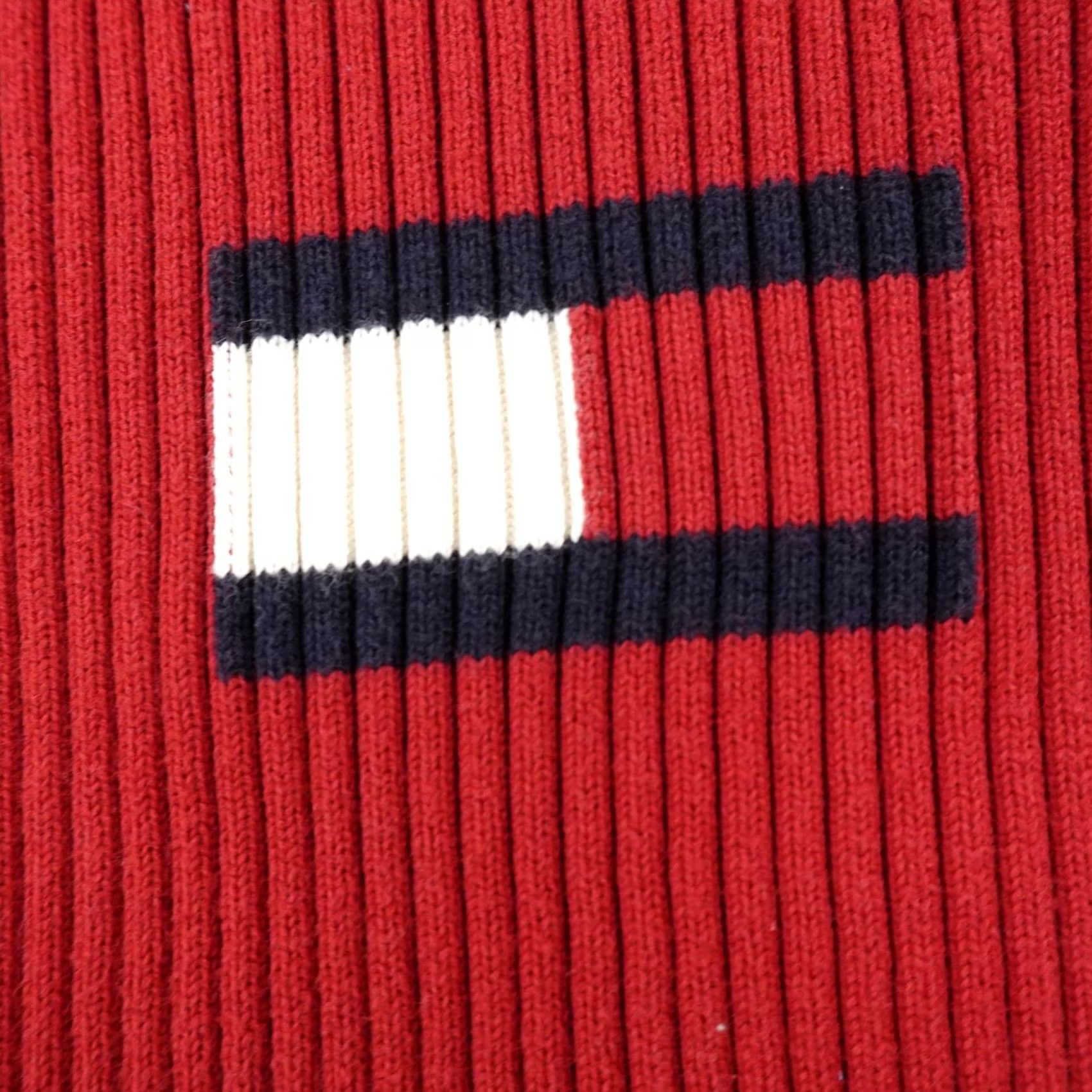 Tommy Hilfiger VINTAGE Tommy Hilfiger Sweater Womens XL Red Logo Ribbed Knit Pullover Crewneck Slim Knit Size XL / US 12-14 / IT 48-50 - 7 Thumbnail