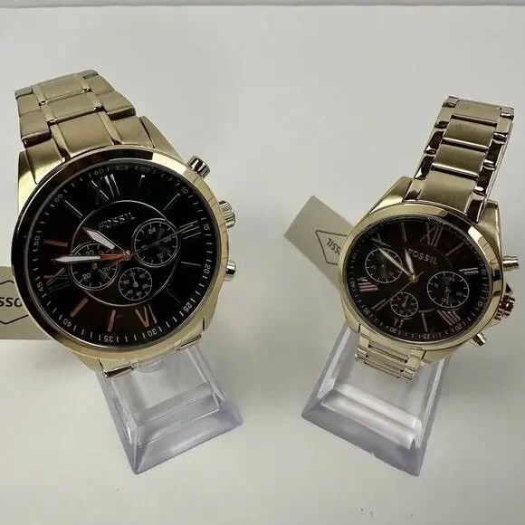 Other Couple Set His and Her Chronograph Gold-Tone Watch Gift Se Size ONE SIZE - 2 Thumbnail