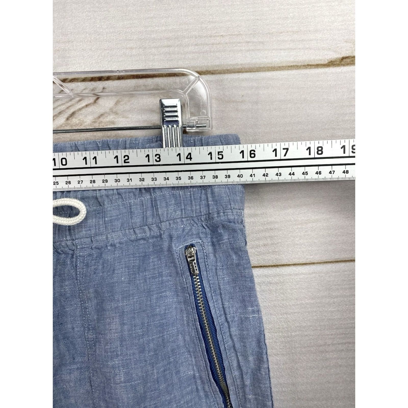Athleta Athleta Cabo Pants Women's 10 Chambray Linen Jogger Tapered Inseam 27 in Blue Pockets Athletic City Outdoor Size 32" / US 10 / IT 46 - 4 Thumbnail