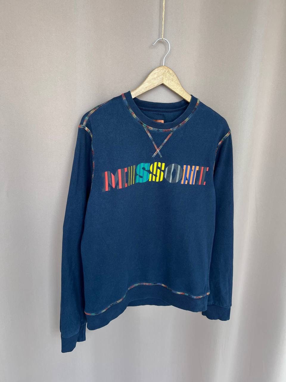 Missoni Missoni Big Logo Sweatshirt Mens Size M Navy Pullover Size US M / EU 48-50 / 2 - 5 Thumbnail
