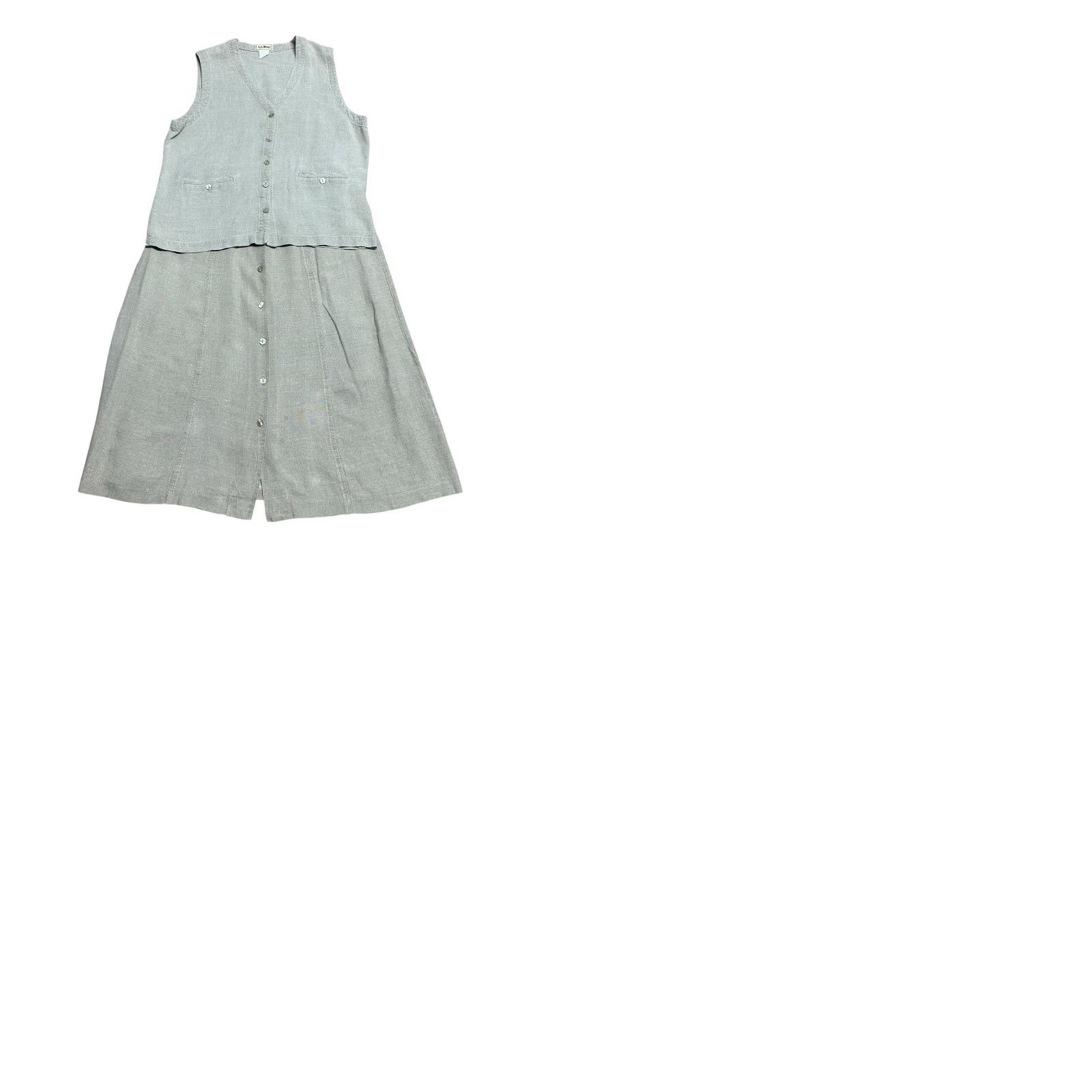 Vintage VINTAGE L.L. Bean Women 2 Piece Skirt Set 100% Linen Beige Brown Sz 16 USA Size 38" / US 16 / IT 52 - 12 Thumbnail