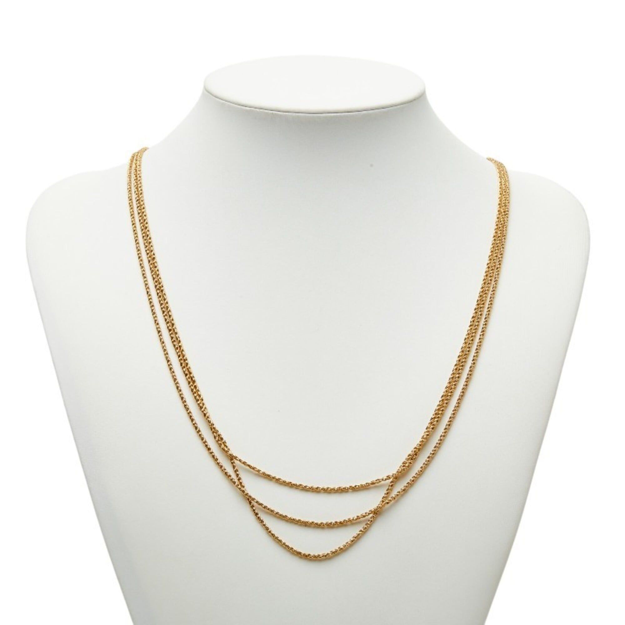 Dior Christian Dior Triple Chain Long Necklace, Gold Plated, Women's Size ONE SIZE - 1 Thumbnail