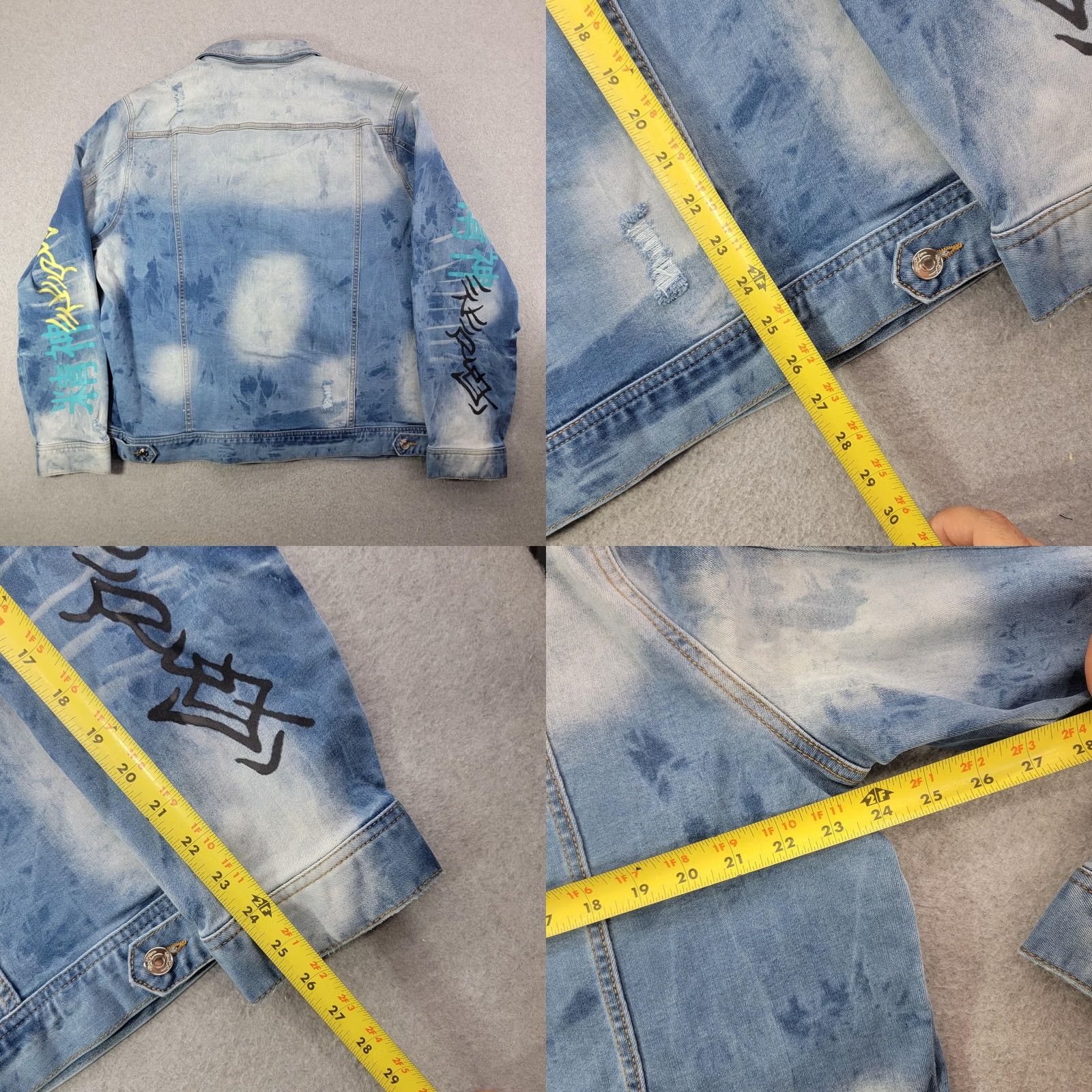 Denime MacKeen Jacket Mens 3XL Blue Denim Bomber Graffiti Hip Hop MK300 Kenny Size US XXL / EU 58 / 5 - 8 Thumbnail