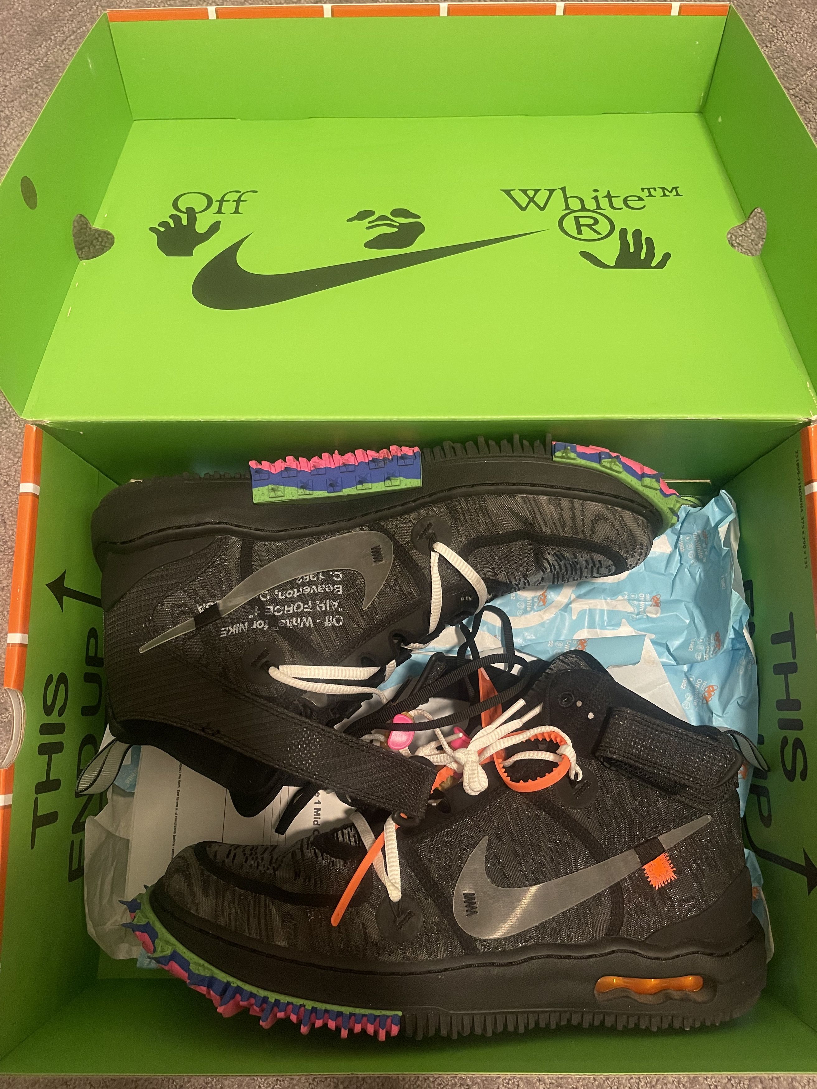 Nike × Off-White Black Off-White Air Forces Size US 12 / EU 45 - 1 Thumbnail