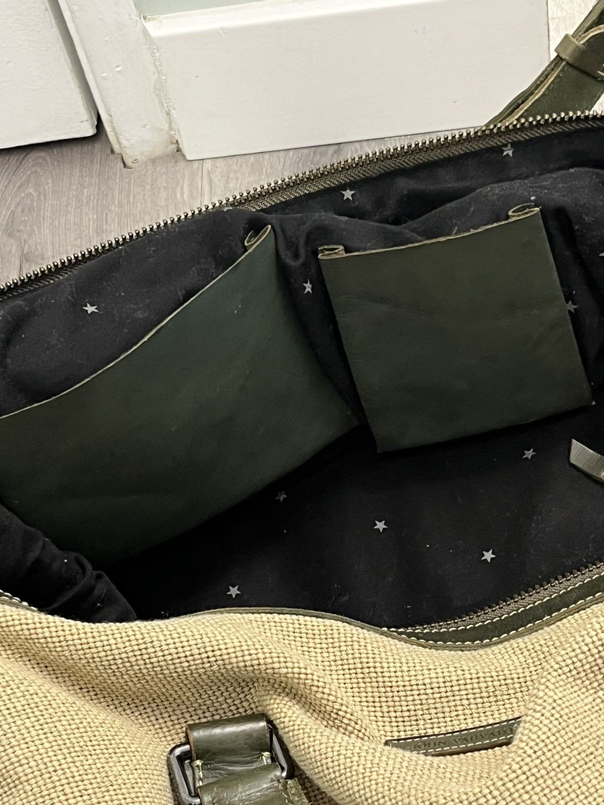 John Varvatos Leather and canvas duffel bag. Size ONE SIZE - 10 Thumbnail