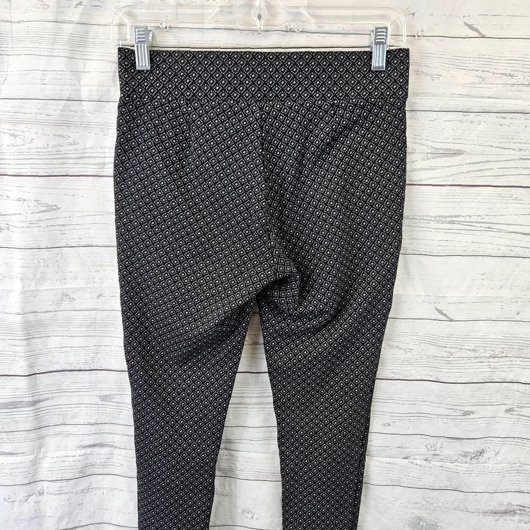 Loft VINTAGE Ann Taylor LOFT Womens Cropped Leggings Sz S Black Gray Mid Rise Rayon Blend Size 28" / US 6 / IT 42 - 4 Thumbnail