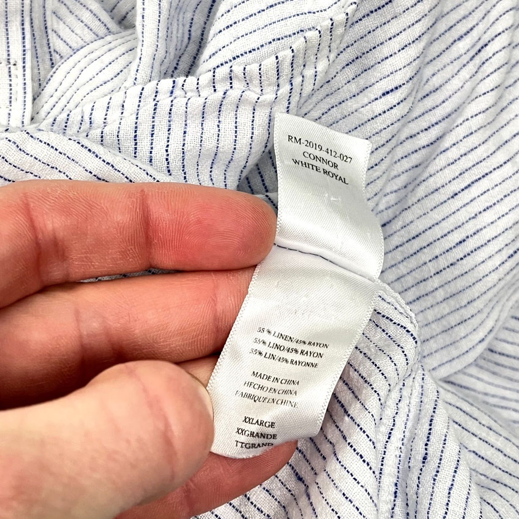 Rails Rails Shirt Mens XL / 2XL Connor White Royal Stripe Linen Blend Button Up Preppy Size US XXL / EU 58 / 5 - 5 Thumbnail