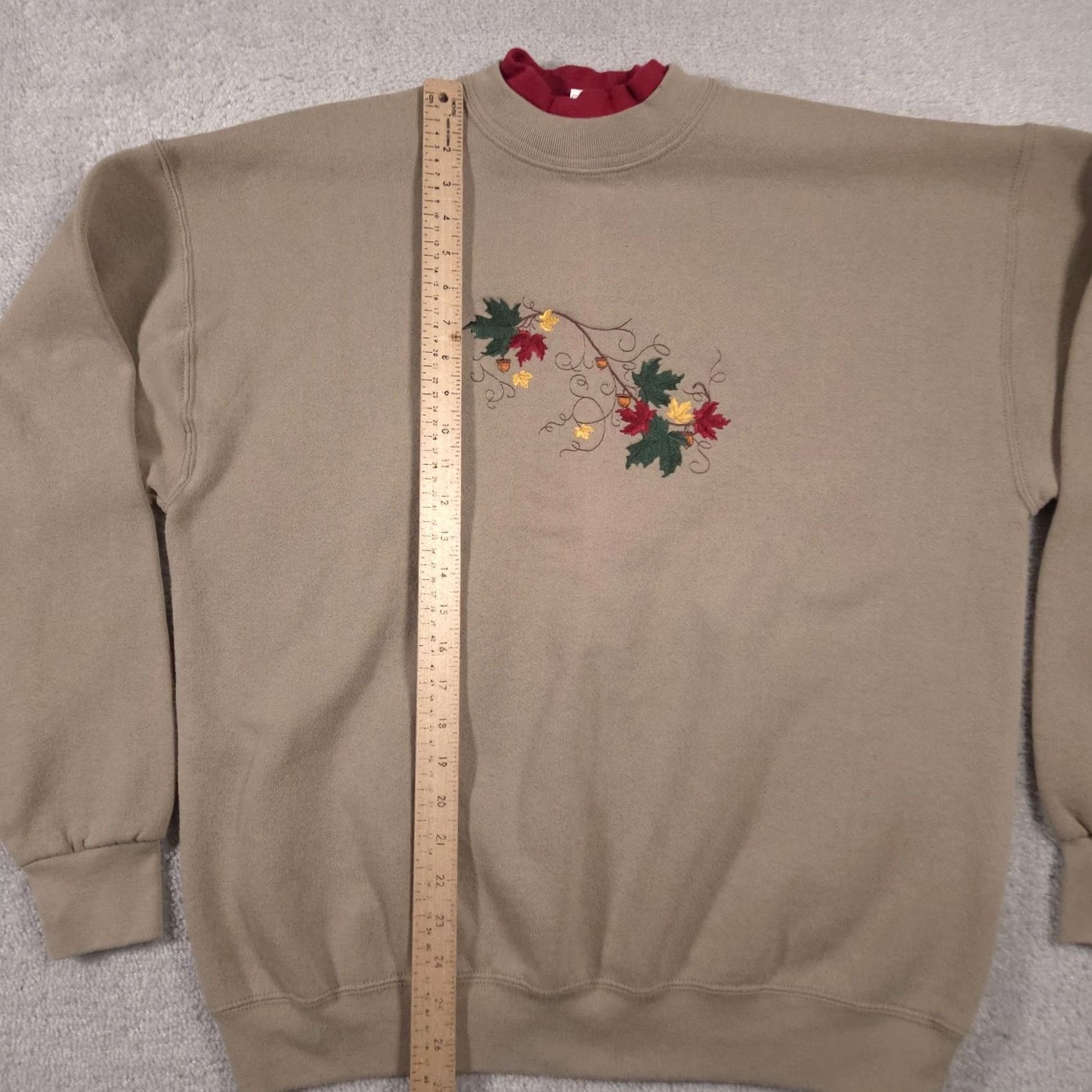 Fruit Of The Loom VINTAGE Fruit of the Loom Sweatshirt Womens XL Beige Embroidered Leaf Acorn Fall Pullover Crew Mens Size XL / US 12-14 / IT 48-50 - 6 Thumbnail