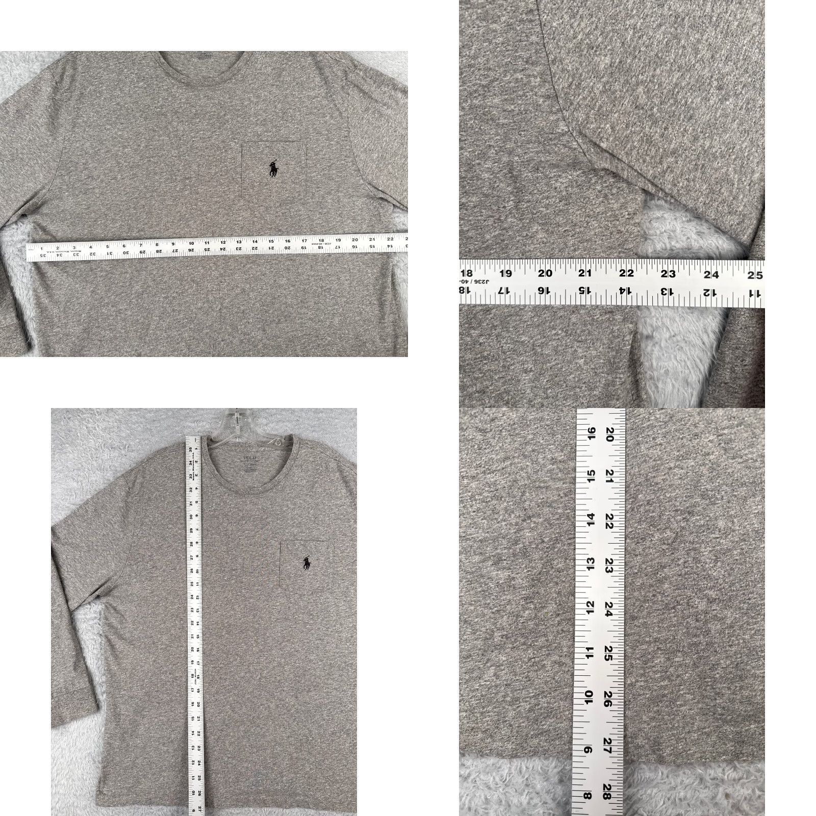 Ralph Lauren VINTAGE Polo Ralph Lauren Shirt Men’s L Gray Long Sleeve Crew 100% Cotton Pocket Logo Embroidered Navy Sports Classic Mens Size US L / EU 52-54 / 3 - 8 Thumbnail