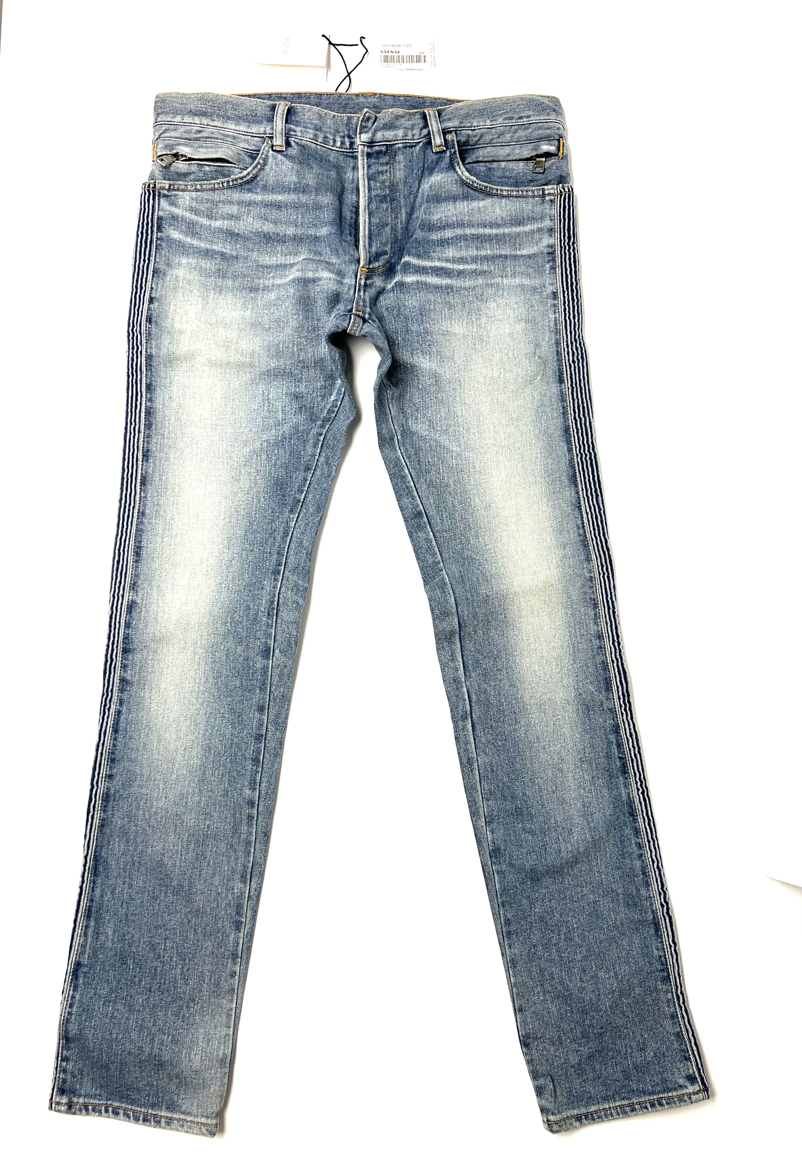 Balmain NEW, BALMAIN PARIS BLUE RIBBED DENIM JEANS SS17 Size US 33 - 2 Thumbnail