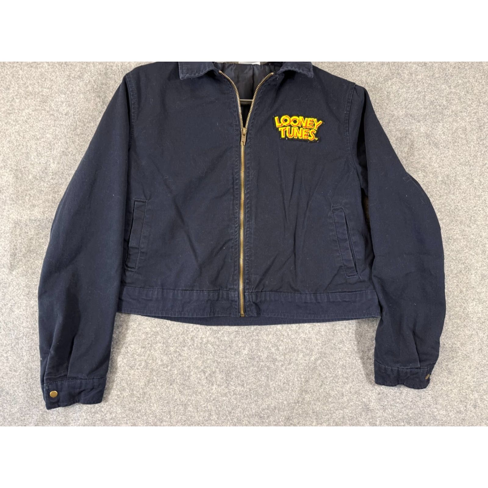 Vintage Looney Tunes Jacket Womens M Blue Full Zip Cropped Lined Bugs Bunny Embroidered Size M / US 6-8 / IT 42-44 - 4 Thumbnail