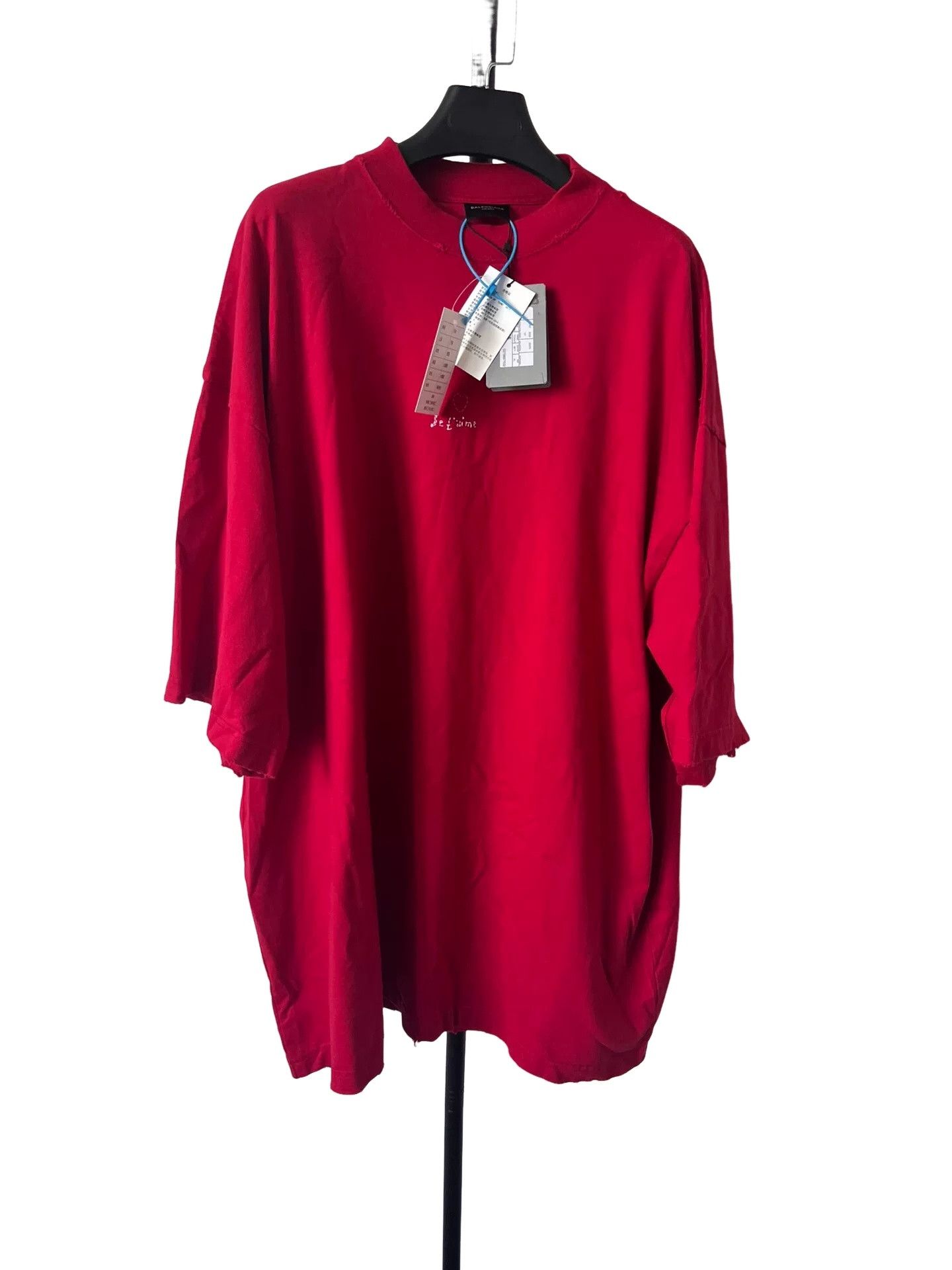 Balenciaga Balenciaga Embroidered Je t'aime T-Shirt Red XL Size US XL / EU 56 / 4 - 1 Thumbnail