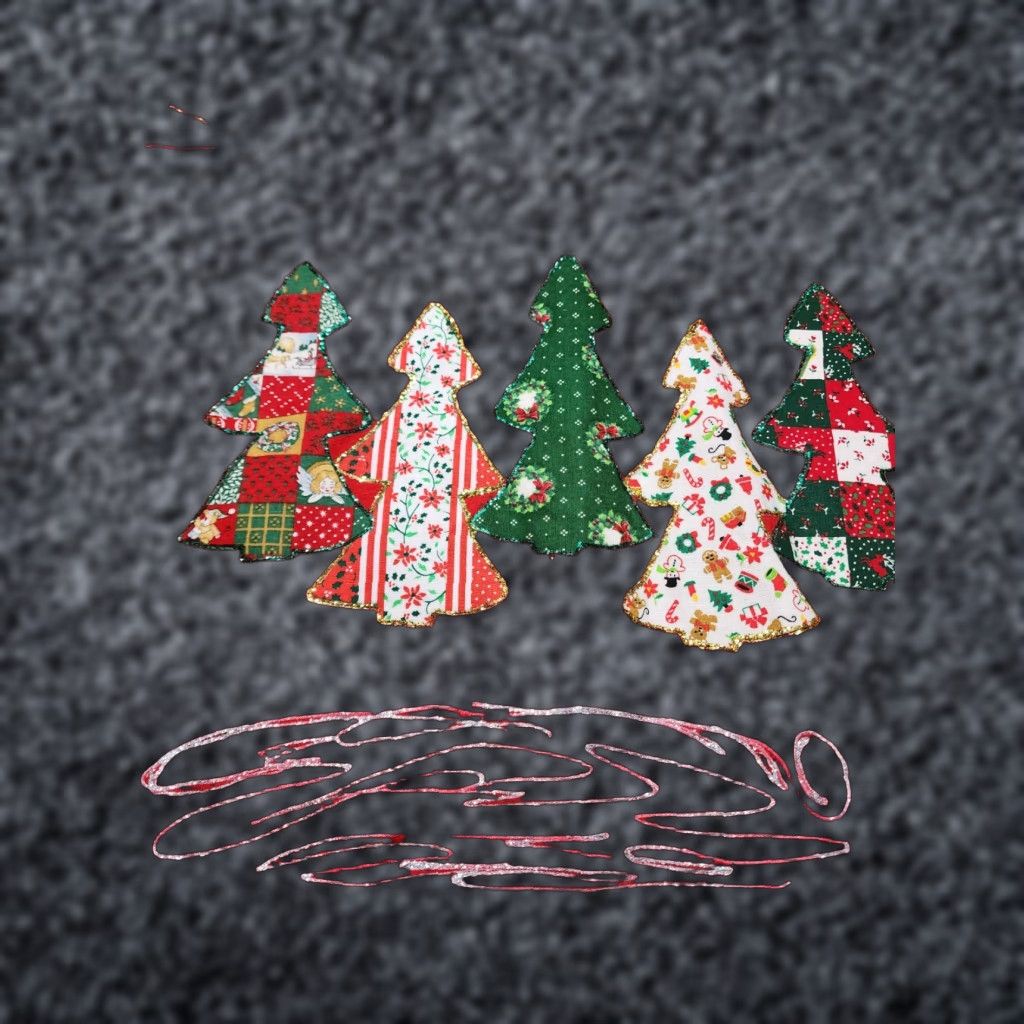 Jerzees VINTAGE Jerzees Christmas Tree Patchwork Puff Paint T-Shirt Adult Large Red Mens Size US L / EU 52-54 / 3 - 1 Thumbnail