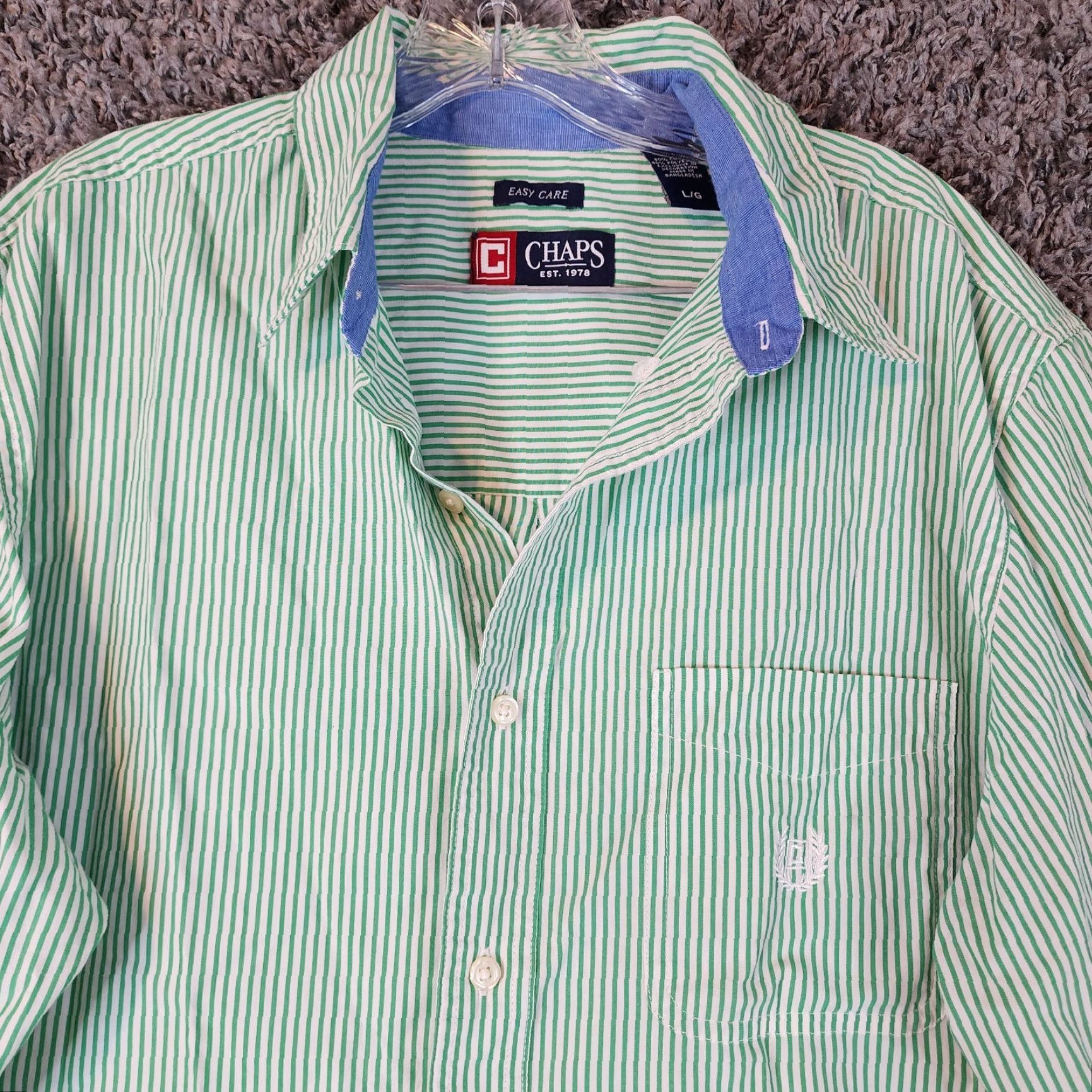 Chaps Chaps Shirt Size L Green Striped Long Sleeve Button-Up Mens Size US L / EU 52-54 / 3 - 2 Thumbnail