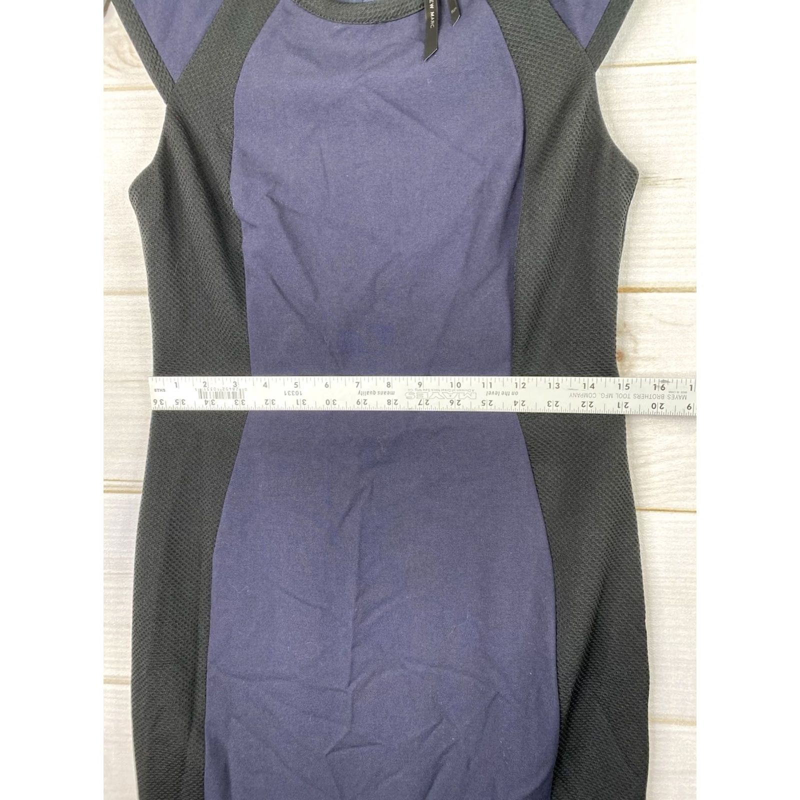 Andrew Marc Andrew Marc Dress Colorblock Midi Sheath 8P Petite Cap Sleeve Knit Polyester Rayon Spandex Size M / US 6-8 / IT 42-44 - 4 Thumbnail