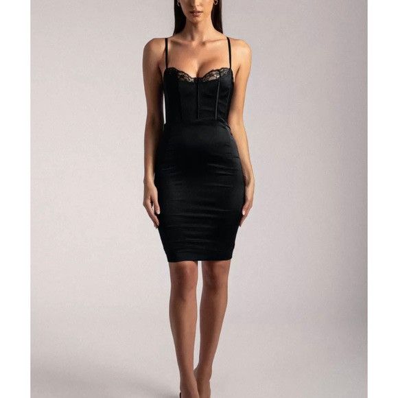 Designer Meshki Black Antonella Corset Midi Dress Size XS / US 0-2 / IT 36-38 - 13 Thumbnail