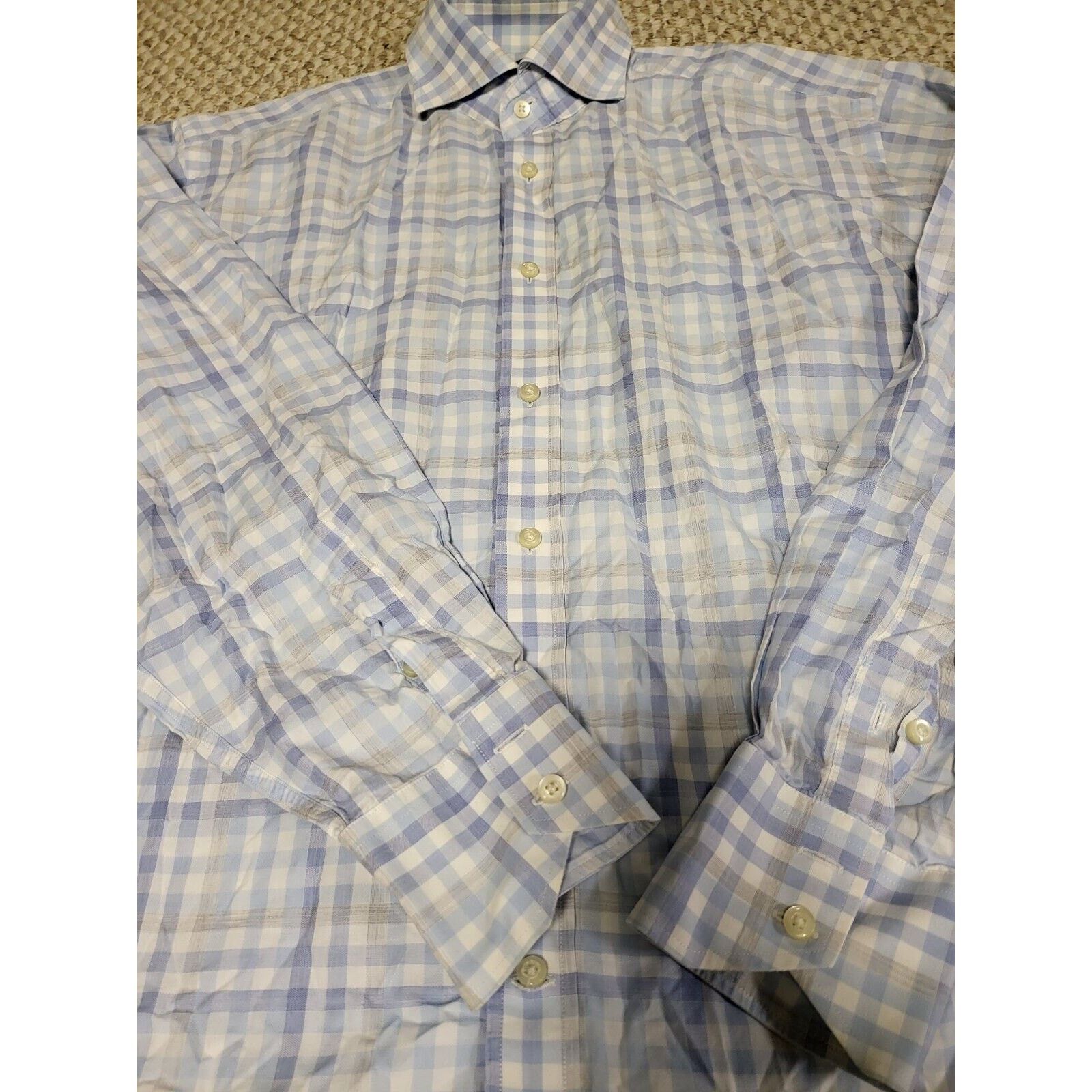 Thomas Dean Thoms Dean Mens Dress Shirt Size Large. Blue Check Size US L / EU 52-54 / 3 - 3 Thumbnail