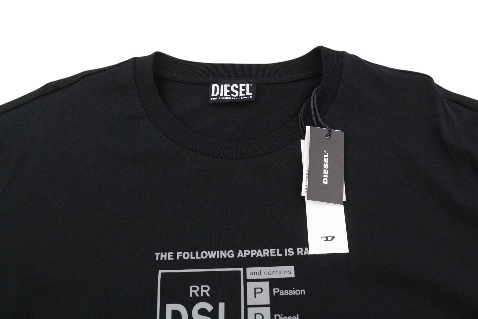 Diesel T-JUST-A35 XL Black Crew Front Logo T-Shirt 41182 Size US XL / EU 56 / 4 - 4 Thumbnail