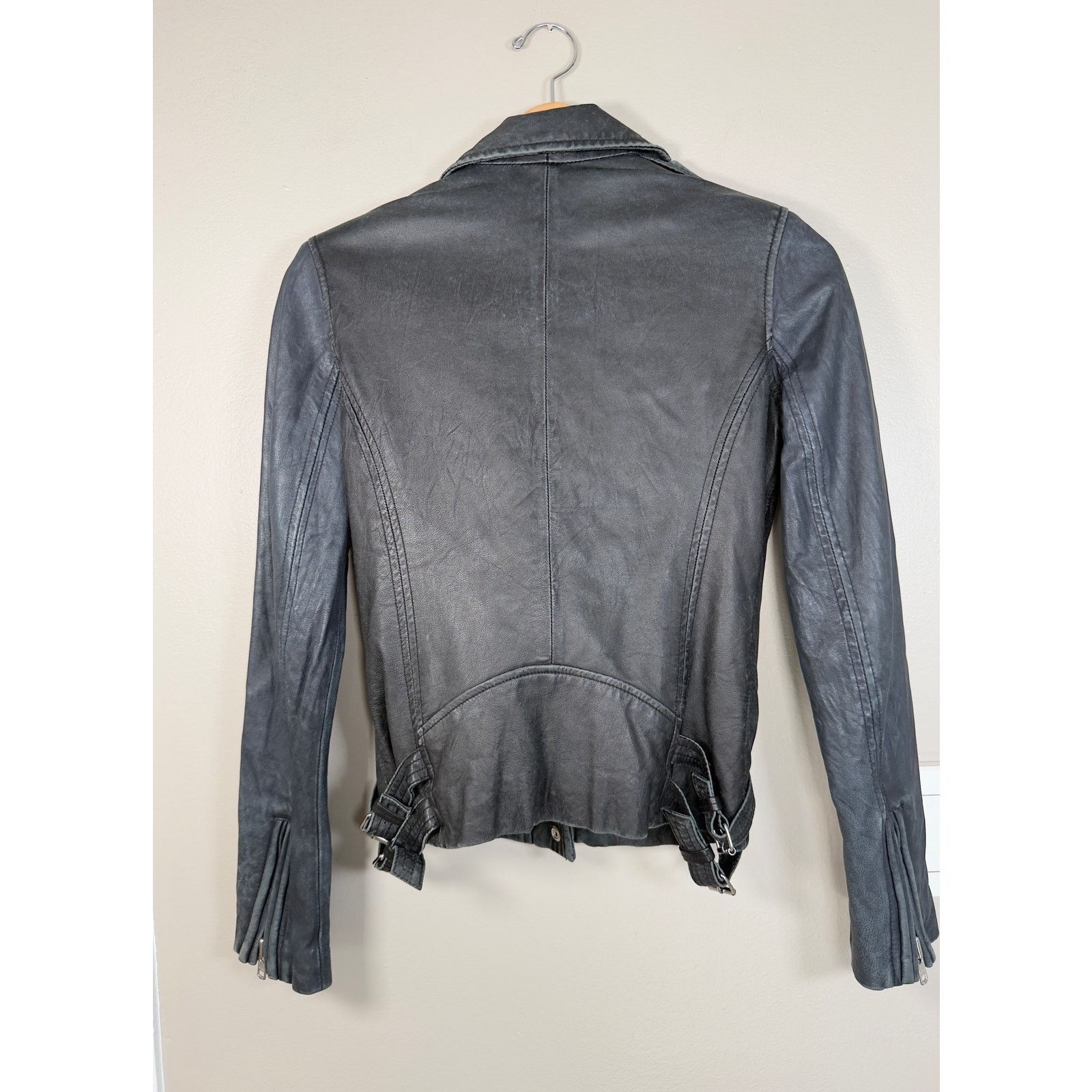 Iro IRO Blanca Leather 2 tone Motorcycle Jacket $1280 size 36/4 Size S / US 4 / IT 40 - 10 Thumbnail