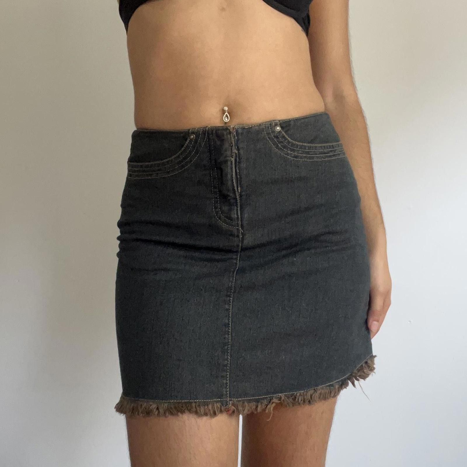 Other Mini denim skirt with fringe hem #miniskirt Size 27" / US 4 / IT 40 - 2 Thumbnail