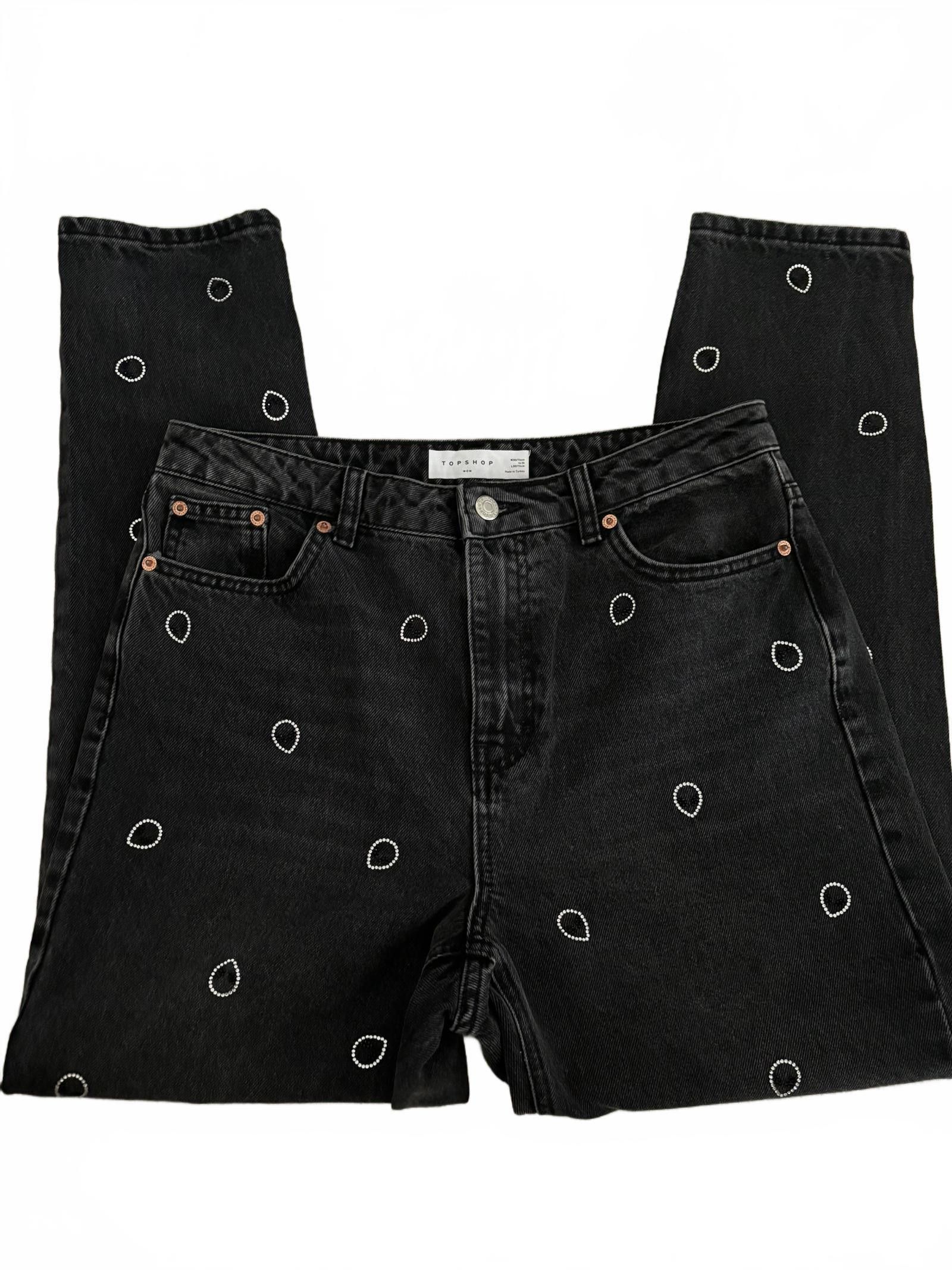 Asos NWOT Asos Alien Rhinestone Embellished Mom Jeans - Sz 30 Size 30" / US 8 / IT 44 - 2 Thumbnail