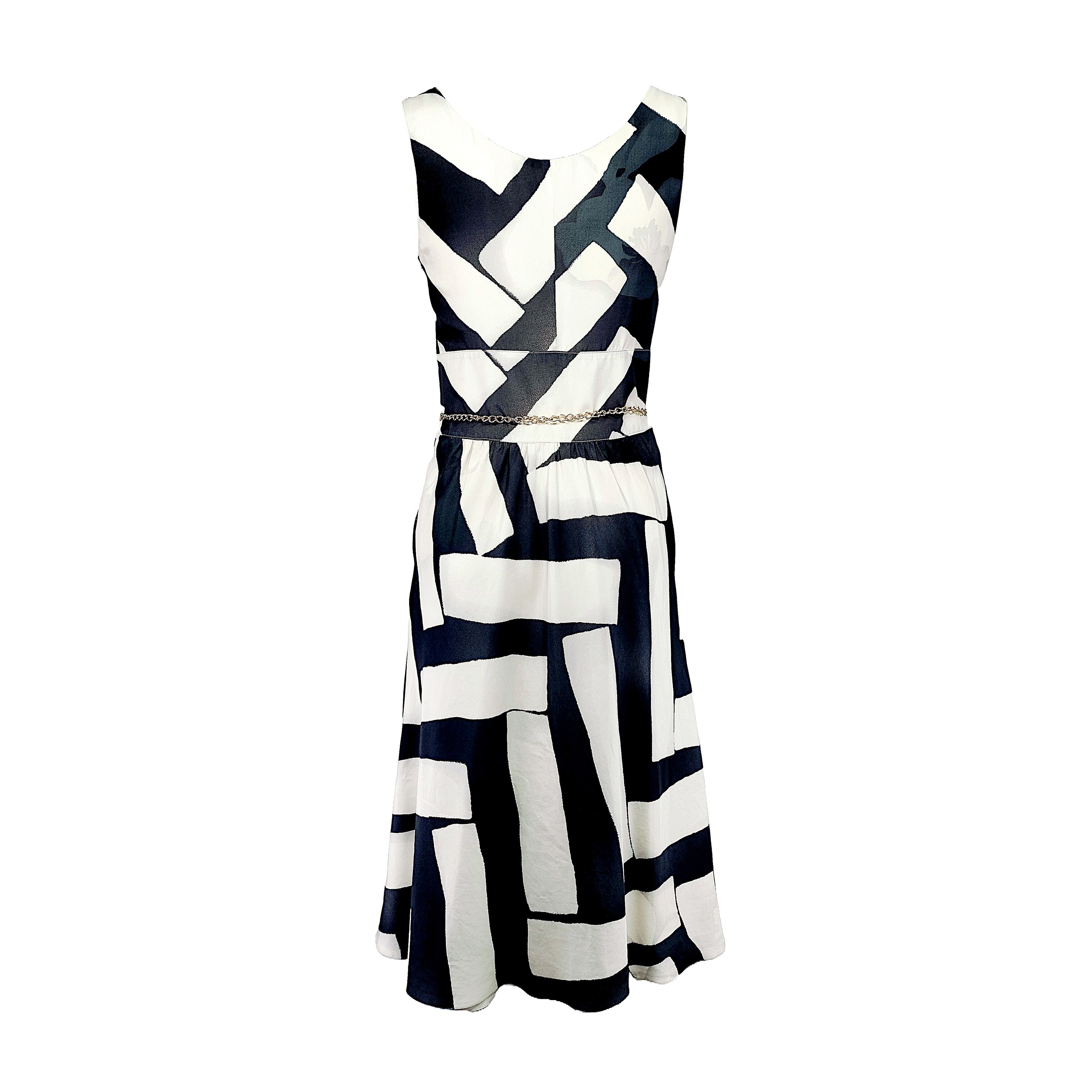 Emporio Armani SS 2007 Runway Silk Dress Geometric Print Size S / US 4 / IT 40 - 3 Thumbnail