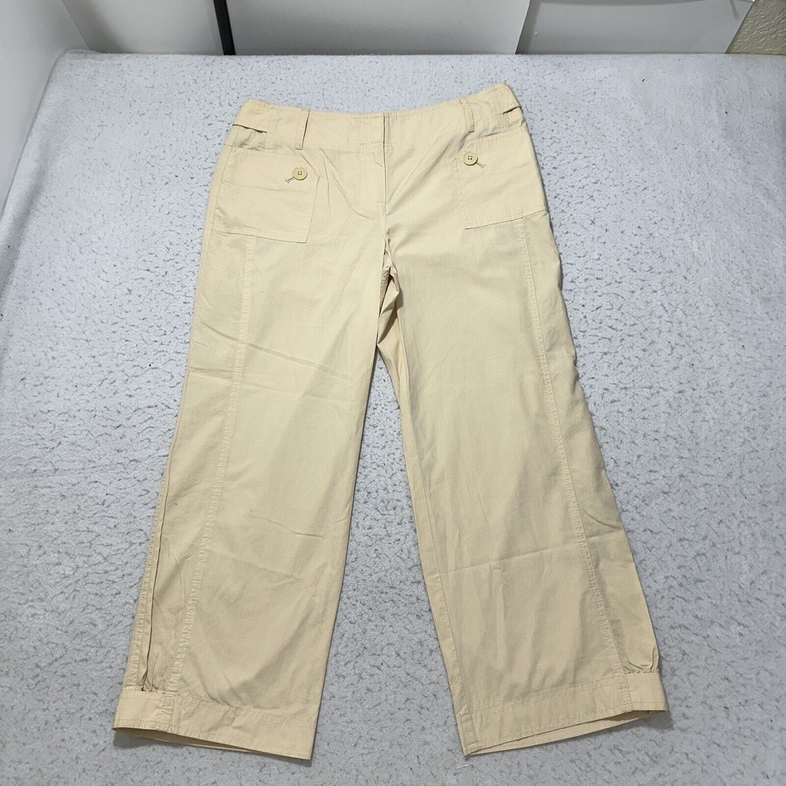 Ann Taylor LOFT Women's 6 (30x25) Capri Flat Front Pants Cream Size 28" / US 6 / IT 42 - 1 Thumbnail