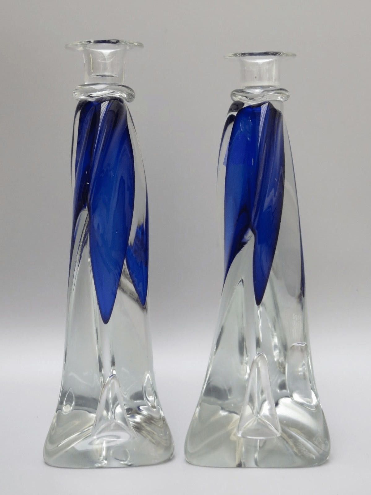 Other 2 x Antique Adam Jablonski Crystal Cobalt Blue Candlesticks Size ONE SIZE - 1 Thumbnail